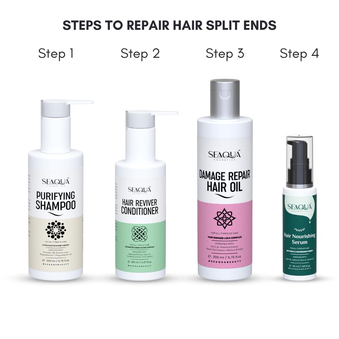 SEAQUA Damage Repair Hair Oil - Sulfate & Paraben Free Hair Treatment for Men & Women (200ml) | Restores Dry, Damaged Hair | Perfect for Daily Use, Salon Treatments & Hair Growth Care