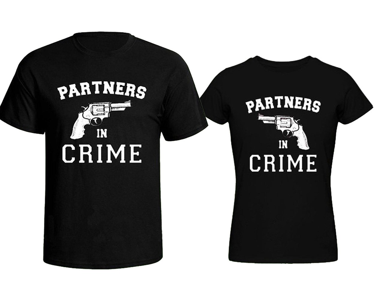 Partners in Crime Matching Couple T-Shirts - Romantic Couple Tee Set for Him & Her - Perfect for Anniversaries, Date Nights and Valentine's Gifts