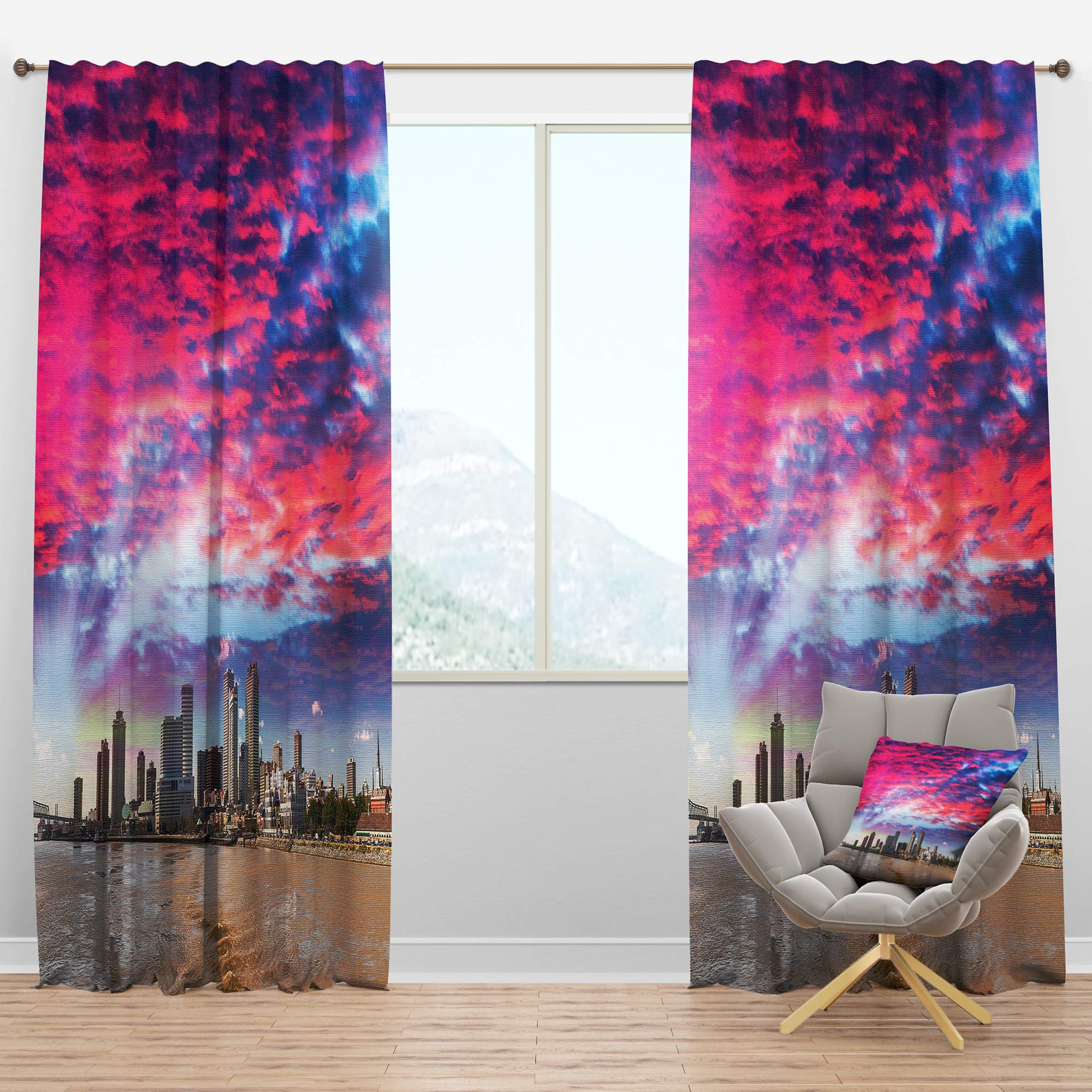 DesignQ Blackout Curtains - New Orleans Cityscape Skyline Thermal Insulated Window Drapes for Bedroom & Living Room (52x63, Single Panel) - Perfect for Urban Decor & Light Blocking