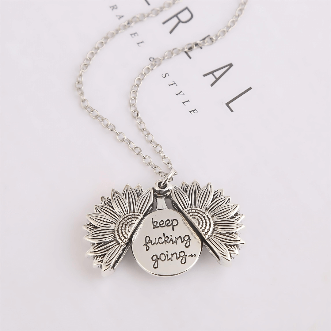 You Are My Sunshine Sunflower Pendant Locket Necklace - Sterling Silver Heart Charm Jewelry Gift for Women, Mom, Daughter | Perfect for Birthdays, Anniversaries & Mother's Day | HN100