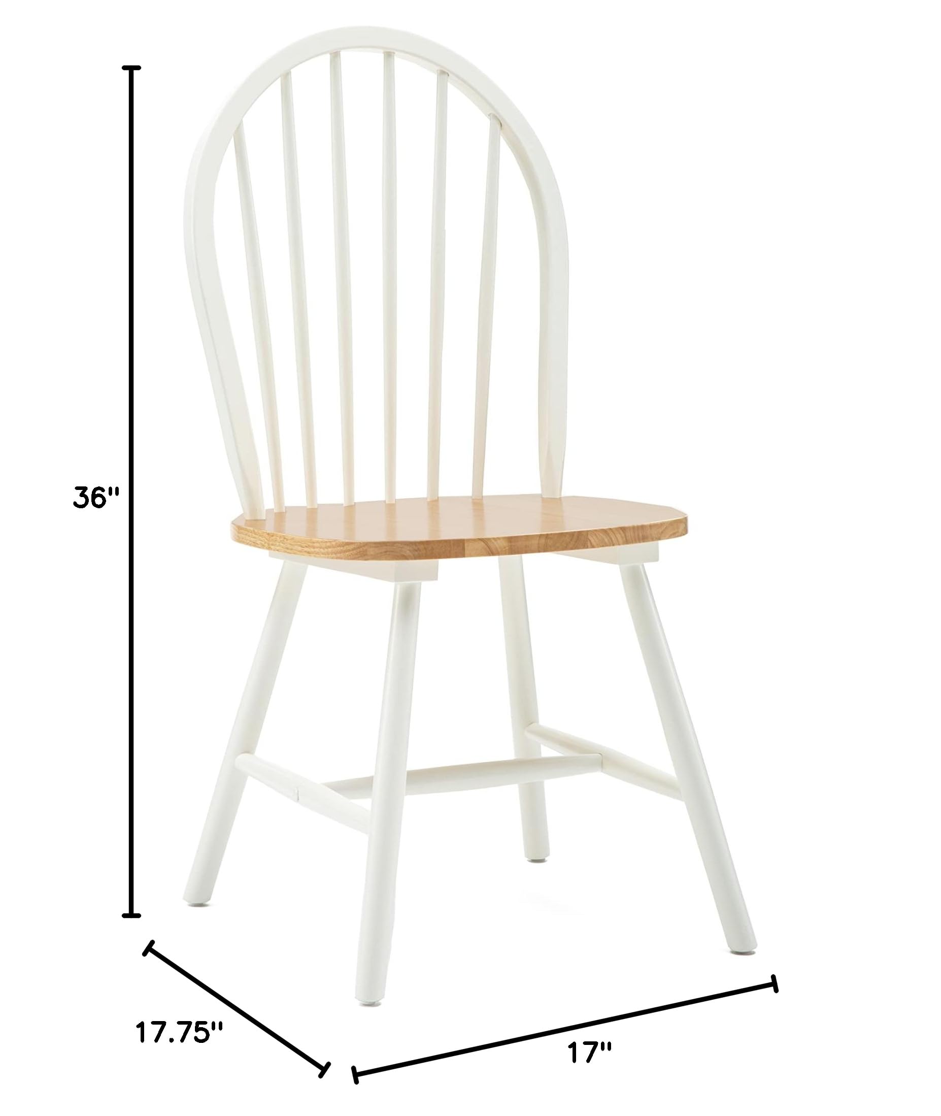 Boraam Windsor Farmhouse Dining Chairs Set of 2 - Cream/Natural Wooden Kitchen Chairs for Dining Room, Breakfast Nook, and Farmhouse Decor