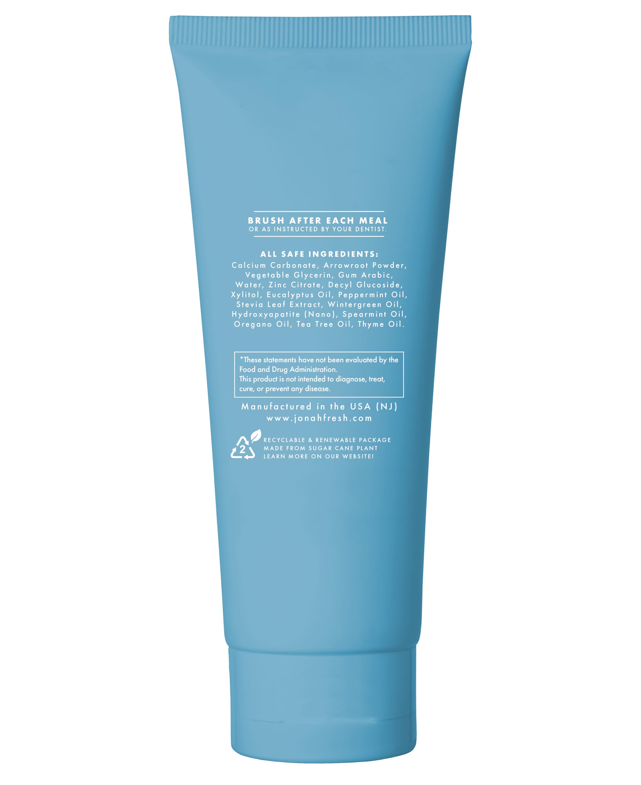 Jonah Fresh Fluoride-Free Nano Hydroxyapatite Toothpaste for Sensitive Teeth - Natural Whitening & Remineralizing Toothpaste, Sulfate-Free, Vegan | Perfect for Daily Oral Care & Teeth Whitening at Home