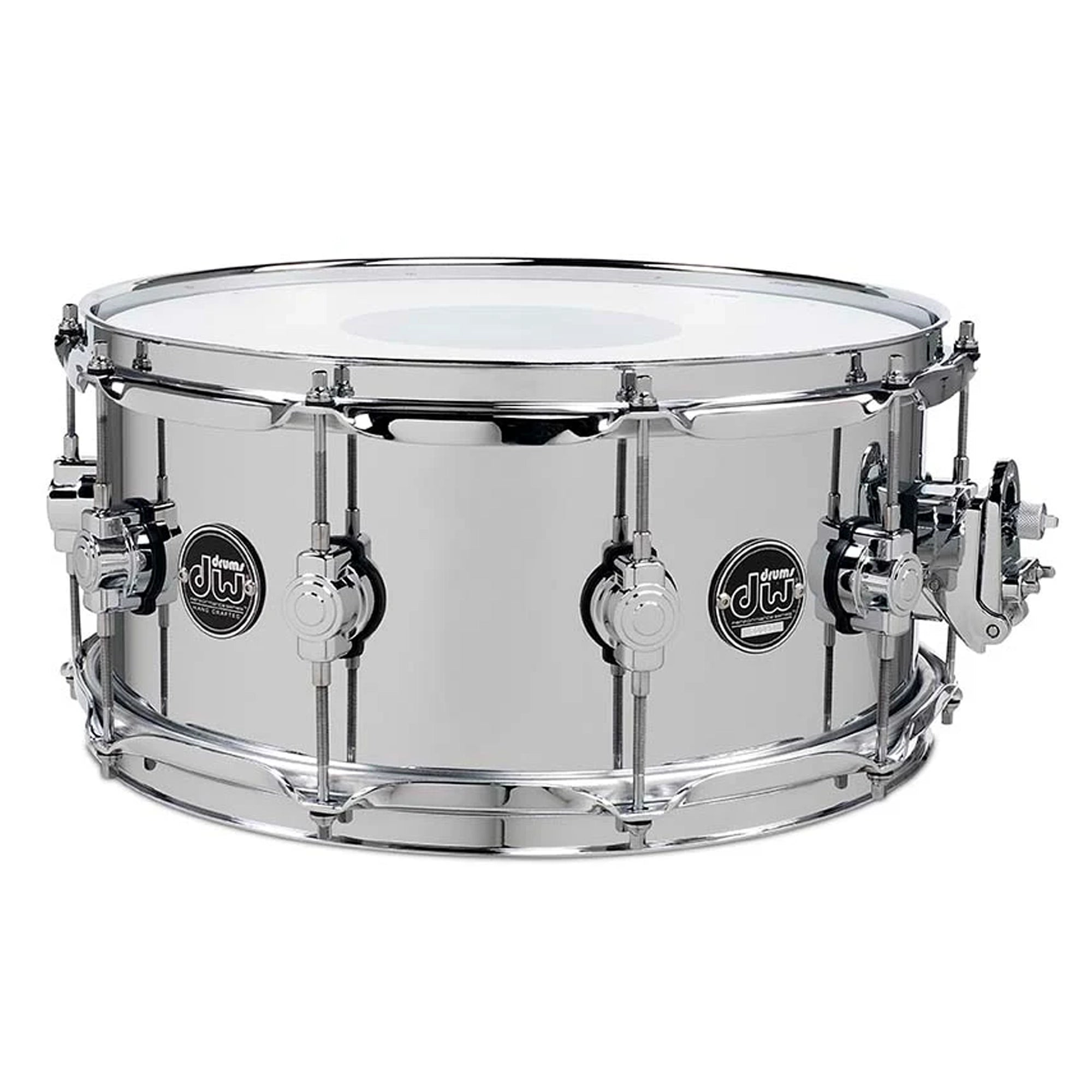 DW Performance Series Steel 6.5 x 14 inch Snare Drum - Polished Chrome Finish | Professional Drum Kit for Live Performances & Studio Recording