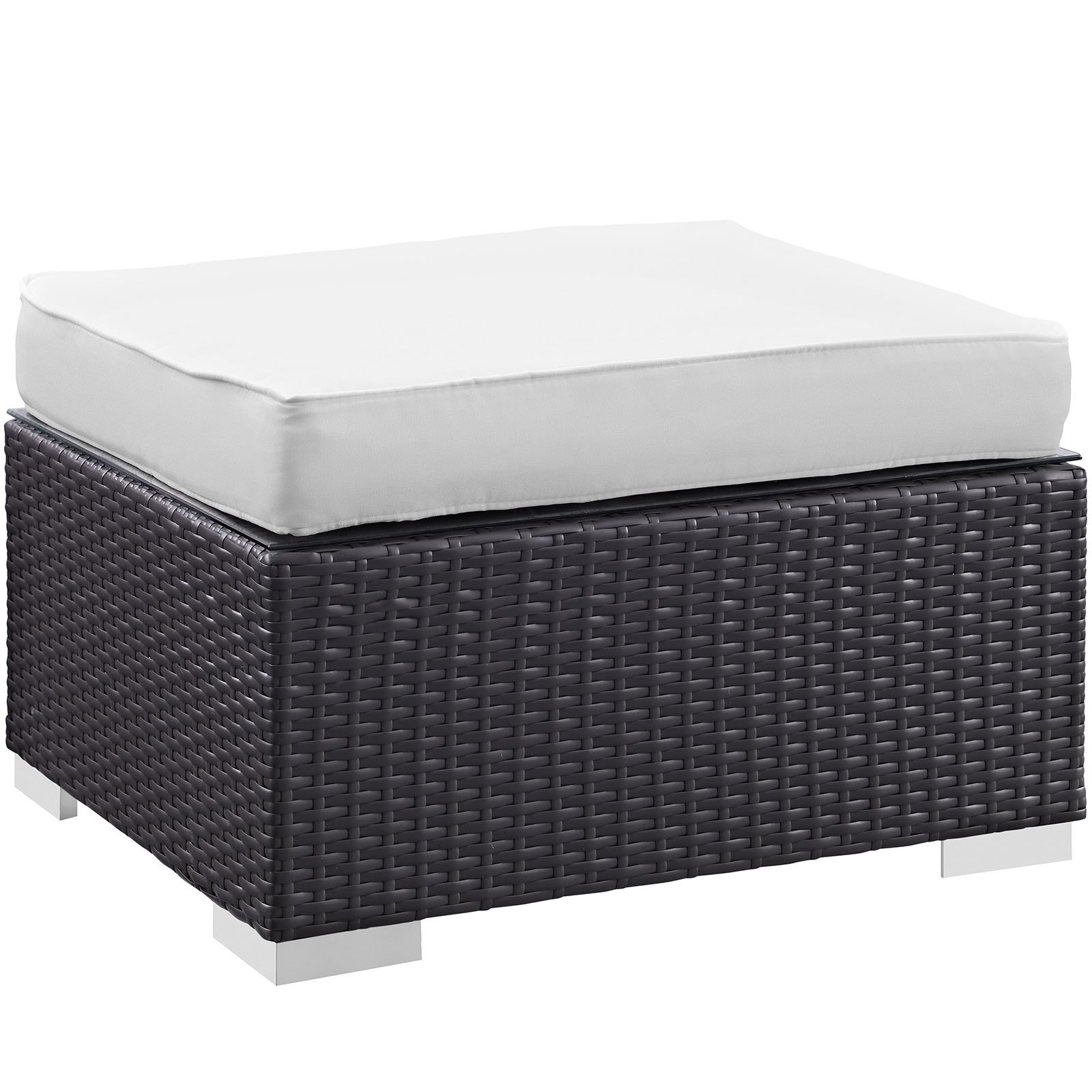 Modway Convene 5-Piece Wicker Rattan Outdoor Patio Furniture Set - Espresso & White - Perfect for Backyard, Garden, Poolside & Patio Relaxation
