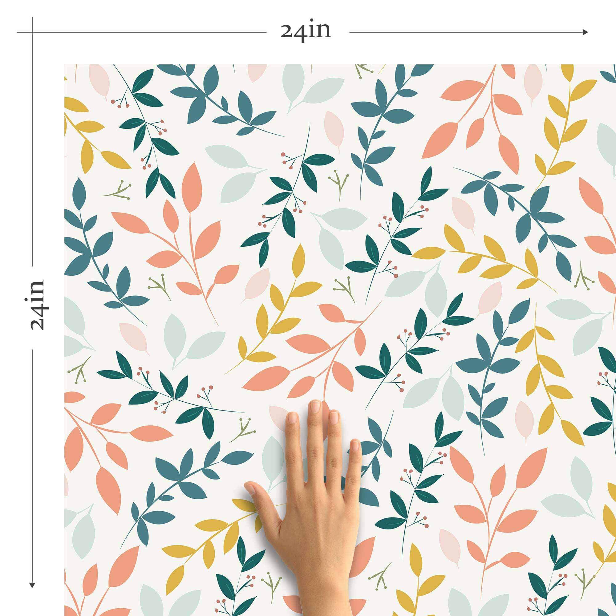 Beige Leaves Peel and Stick Removable Wallpaper - Self-Adhesive Decorative Wall Covering for Bedroom, Living Room & Home Office