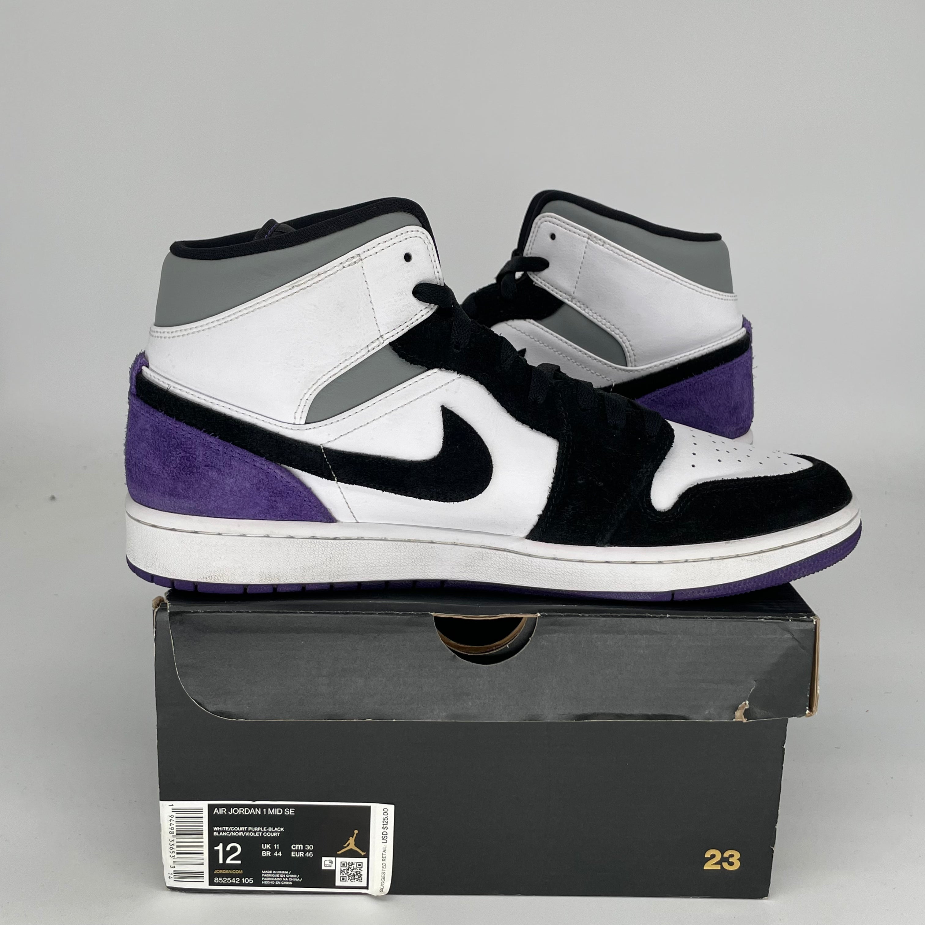 AIR JORDAN 1 MID Purple Basketball Shoes Men's Size 12 (852542-105) - Perfect for Streetwear & Casual Outfits