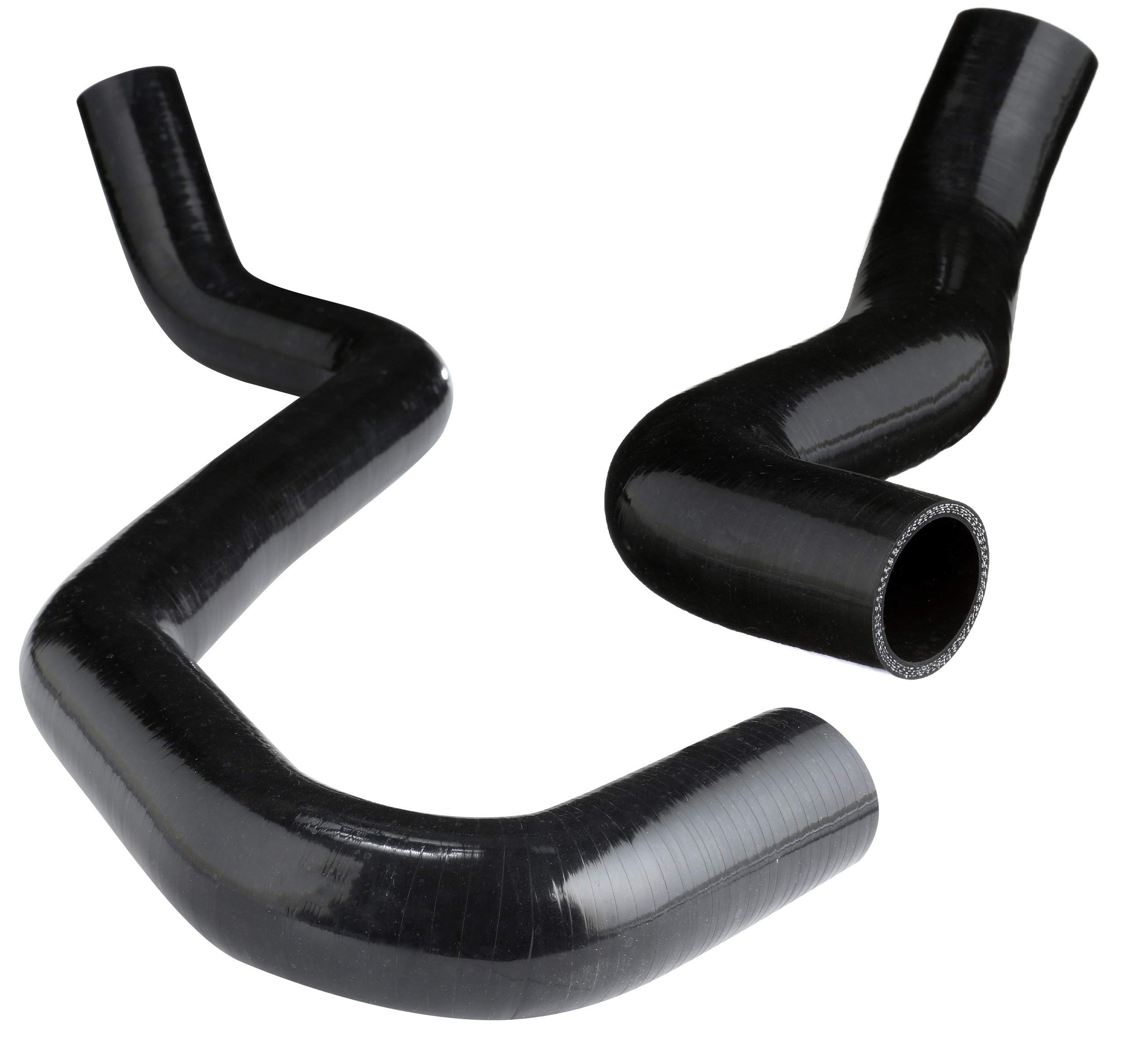 Heavy Duty Silicone Coolant Hose Kit - Upper & Lower Radiator Hose for 2001-2003 Ford 7.3L Powerstroke F-250 F-350 Excursion - High Pressure & Heat Resistant with Reinforced Fibers (Black) - Perfect for Engine Cooling System Upgrades & Off-Road Performance