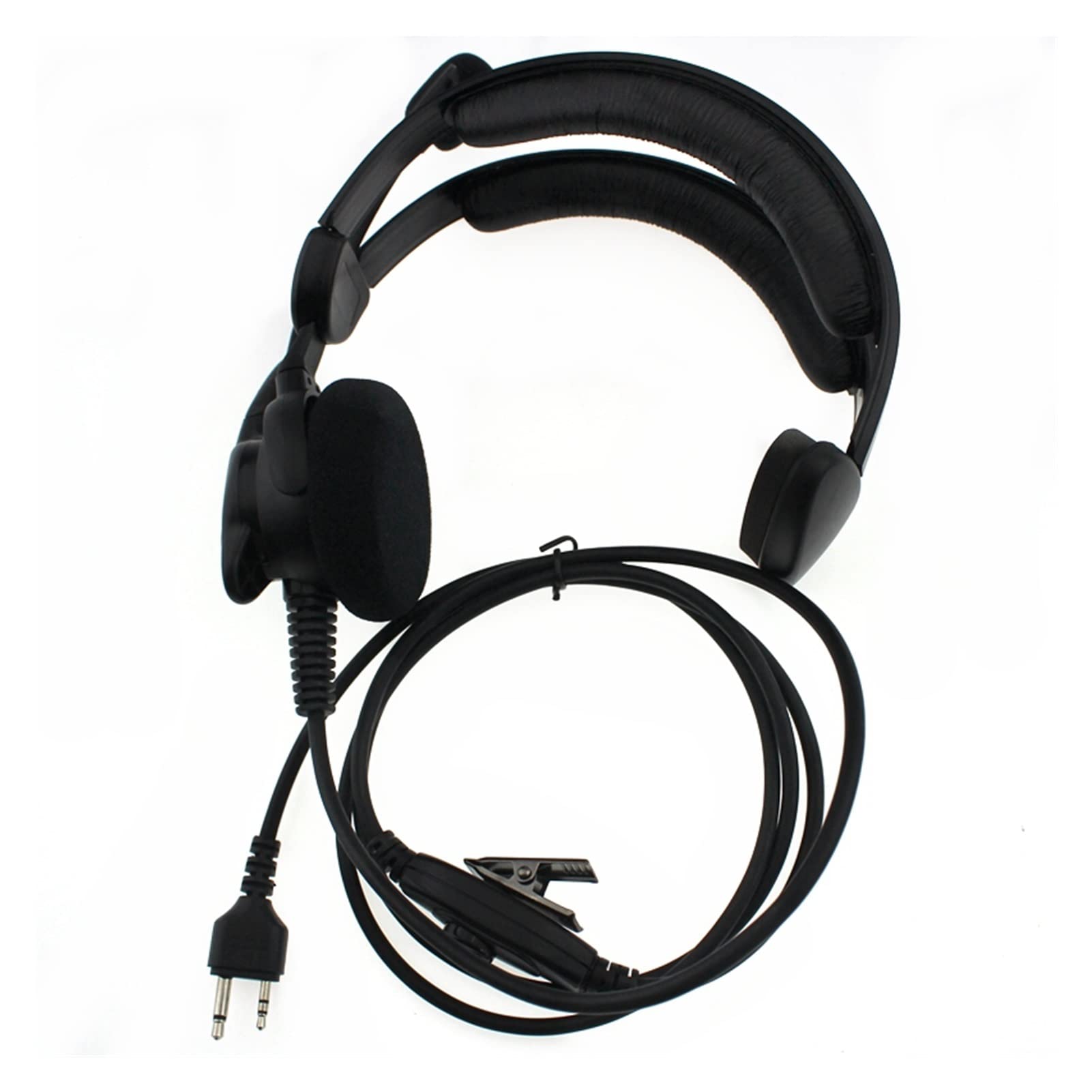 BMINO 2 Pin Radio Headset with Swivel Boom Mic - Compatible with Midland 2 Pin Walkie Talkies (G6 G7 GXT550 GXT650 LXT80 LXT) - Durable Two-Way Communication Headphones for Security, Construction, and Outdoor Activities