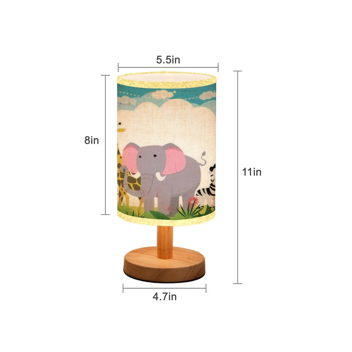Minimalist Wooden Animal Nightstand Lamp with Flaxen Fabric Shade - Cute Bedside Table Light for Bedroom, Living Room & Office - Perfect for Reading, Decor & Cozy Ambience