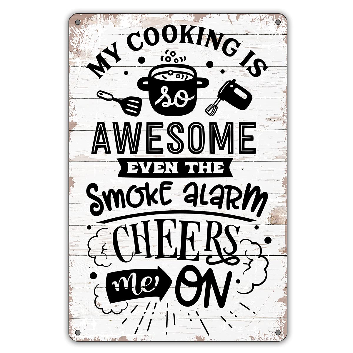 Funny Kitchen Quote Metal Tin Sign - 'My Cooking is Awesome' Retro Wall Decor for Home & Kitchen - Perfect for Gifts, Restaurants, and Coffee Shops