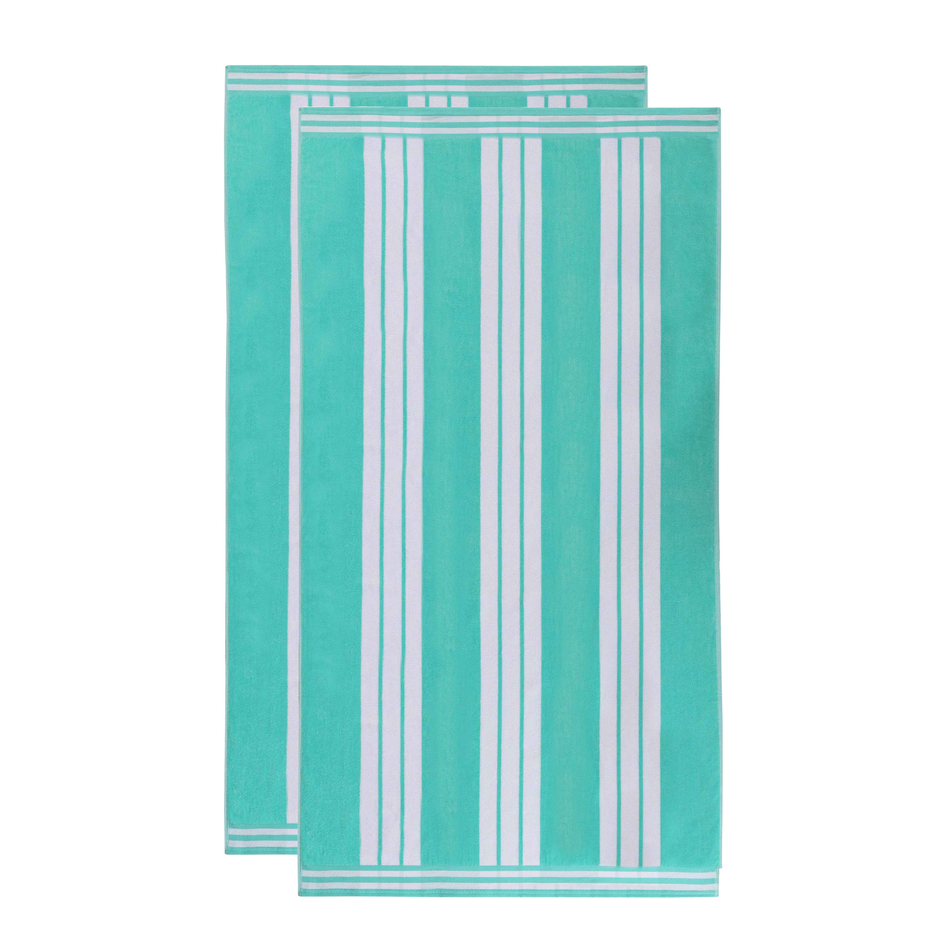 Premium Oversized Cabana Striped Cotton Beach Towel Set - 2, 4, or 6 Pack - Soft Quick-Dry Bath Towels for Pool, Beach, Vacation & Spa Days