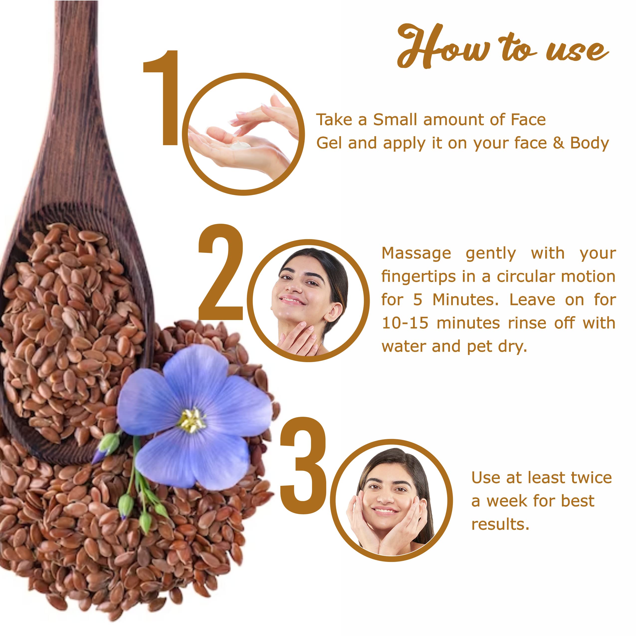 Organic Pink Root Flax Seeds Face Gel 100ml - Hydrating & Soothing Facial Moisturizer for Dry Skin - Perfect for Daily Skincare Routine & Nighttime Use