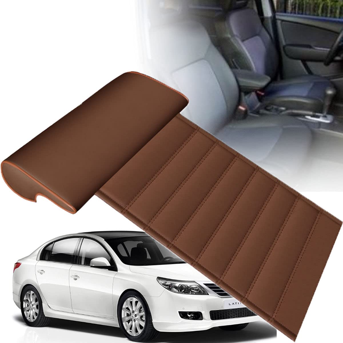 Car Leg Support Pillow for Driving - Comfortable Seat Cushion & Leg Rest with Elevated Position - Relieves Leg Pain During Long Distance Travel - Brown Stripe Design - Perfect for Road Trips, Commuting & Truck Drivers