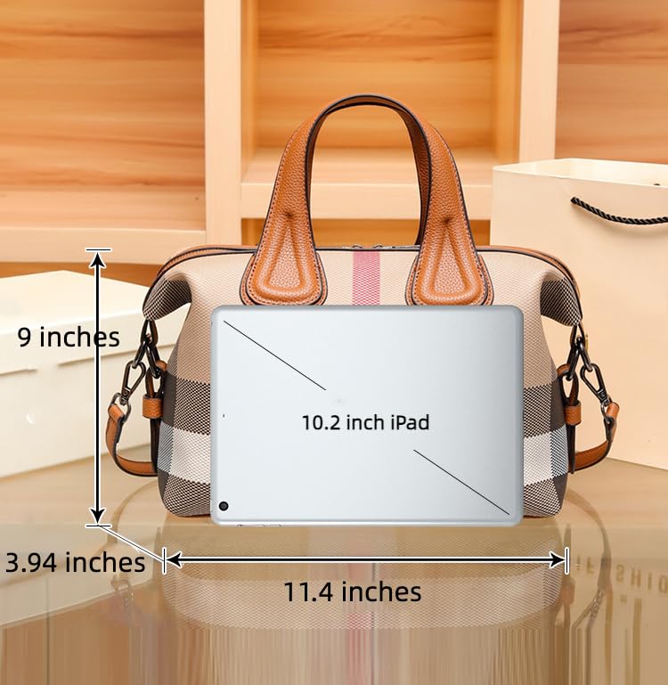 Stylish Women's Canvas Crossbody Bag with Trendy Plaid Pattern - Fashionable Medium Shoulder Purse for Daily Use, Travel & Shopping