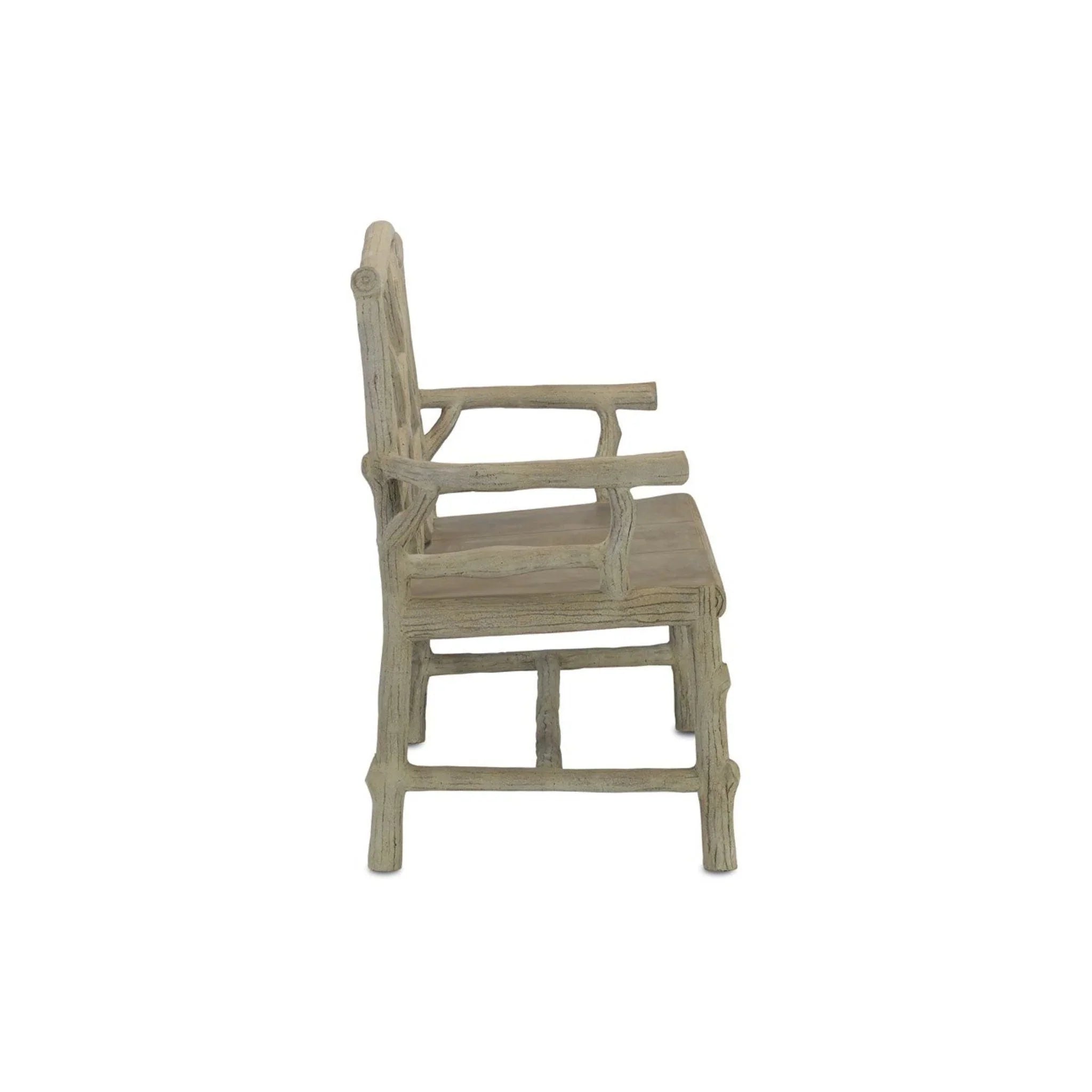 Concrete Tree Branch Design Outdoor Bench - Rustic Garden Seating for Patio, Lawn, and Backyard Decor