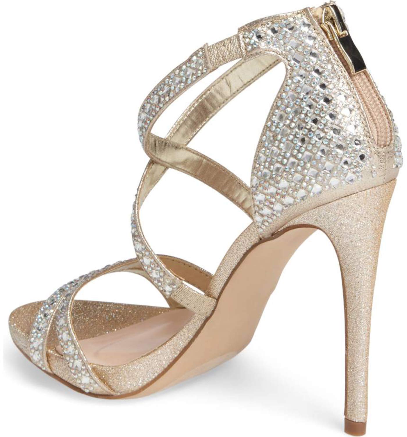Sparkly Rhinestone Embellished Open Toe High Heel Sandals for Prom, Wedding & Formal Events - Elegant Evening Party Shoes for Women