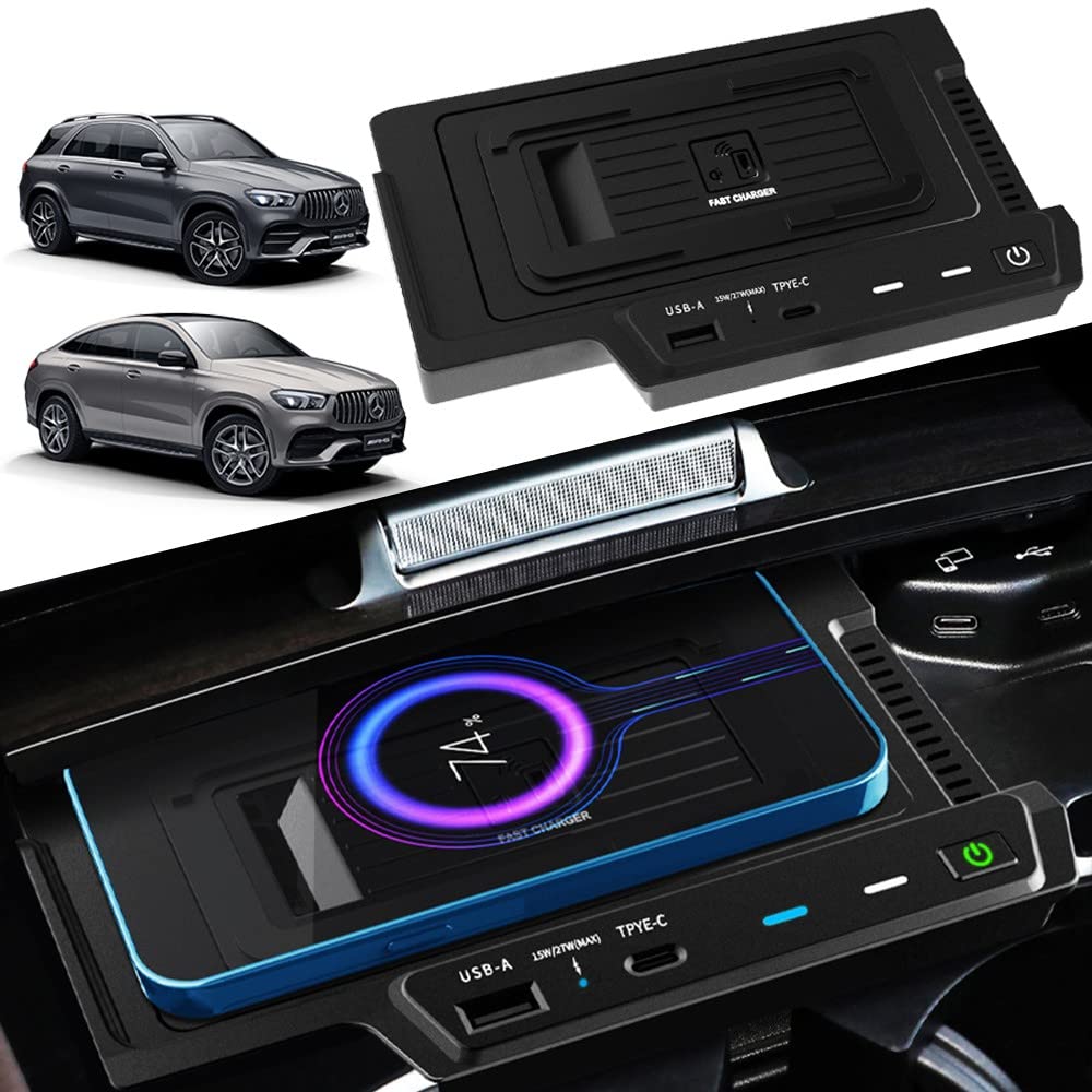 Wireless Car Charger for Mercedes-Benz GLE AMG & GLE Coupe (2020-2022 Models) - 15W Fast Charging Phone Pad Compatible with W167 350/450 AMG 53/53 Coupe/63 S - Perfect for Road Trips & Daily Commutes