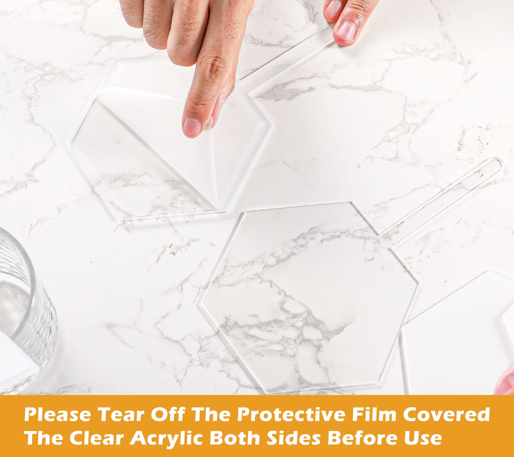 8-Piece Clear Acrylic Hexagon Cake Toppers Set (4x5
