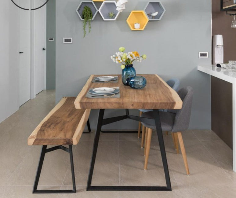 AVERY Solid Wood Dining Table Chair Set - Acacia Suar Design for Kitchen, Dining Room, and Home Decor
