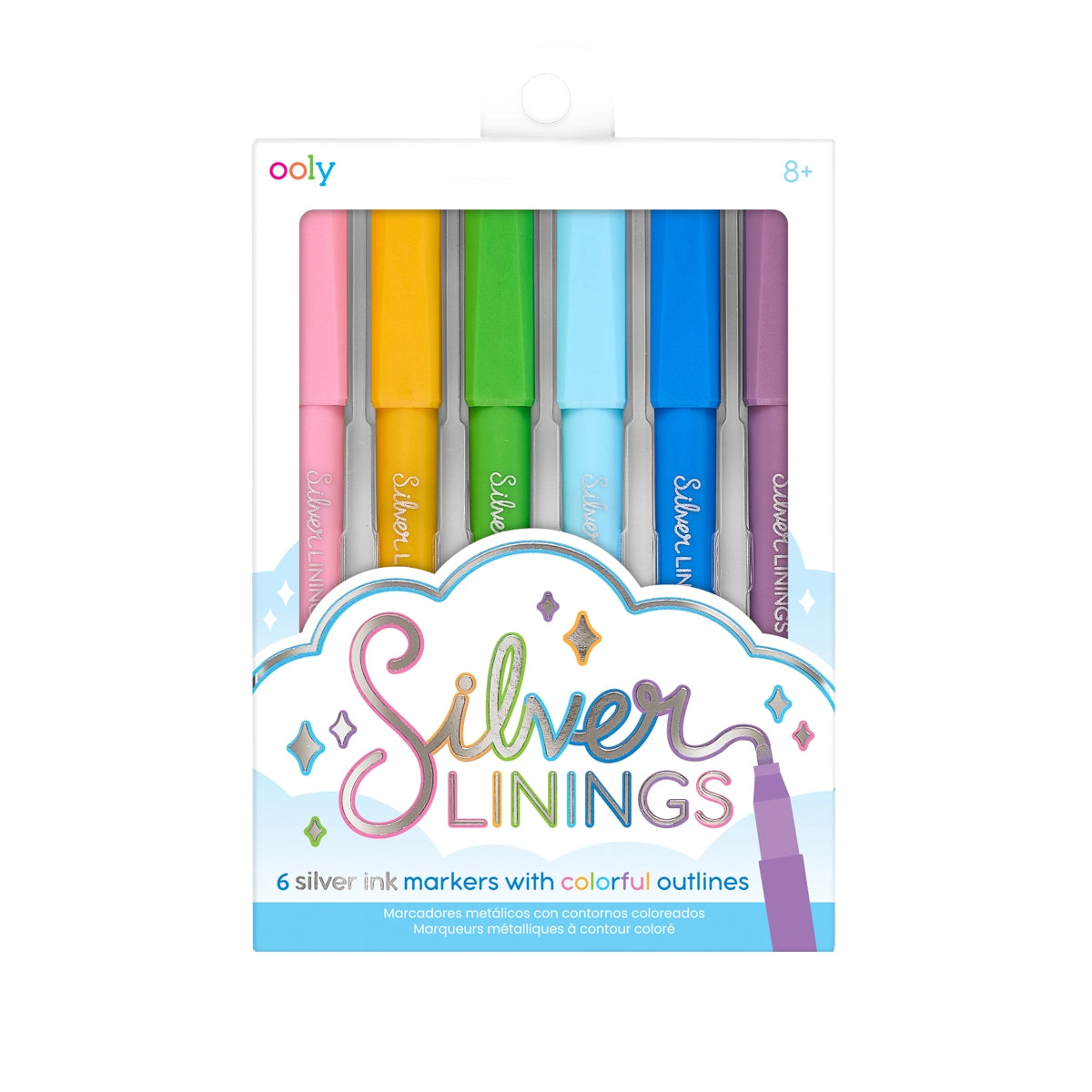 Premium Silver Linings Outline Markers Set of 6 - Vibrant Highlighters for Bible Journaling, Note Taking & Creative Planning - Perfect for Students, Artists & Office Use