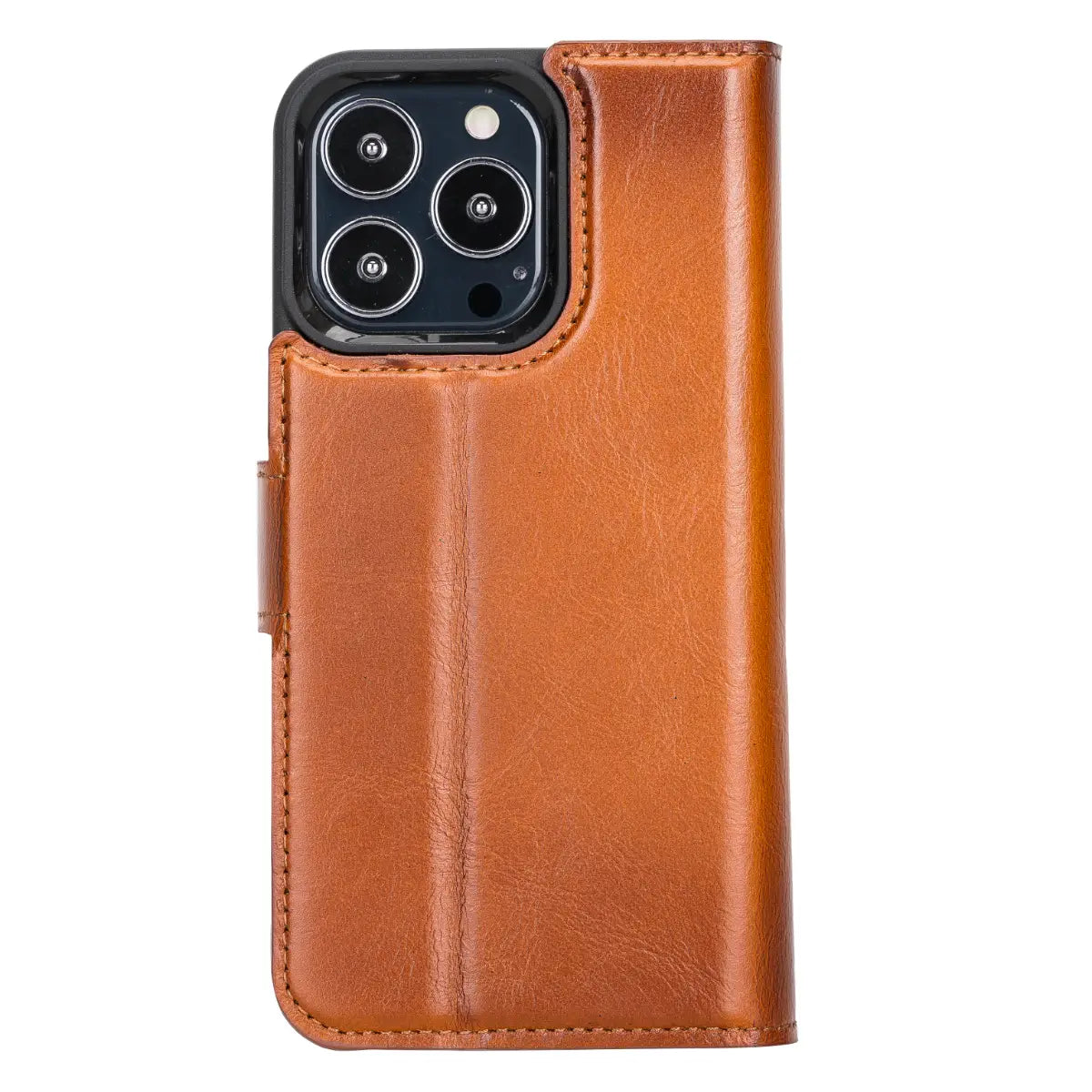 Premium Burnished Tan Leather Wallet Case for iPhone 13 Pro - Slim Protective Cover with Card Slots | Perfect for Everyday Use, Travel & Business (6.1 Inch)