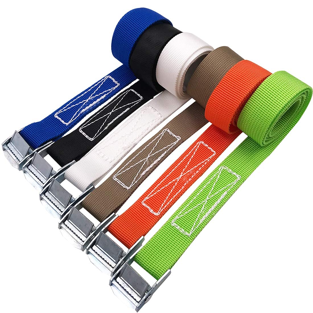 6-Pack Ratchet Tie Down Straps with Hooks - Heavy Duty Adjustable Cam Buckle Straps for Luggage, Cargo, Trucks - Secure Transport for Travel, Moving & Storage