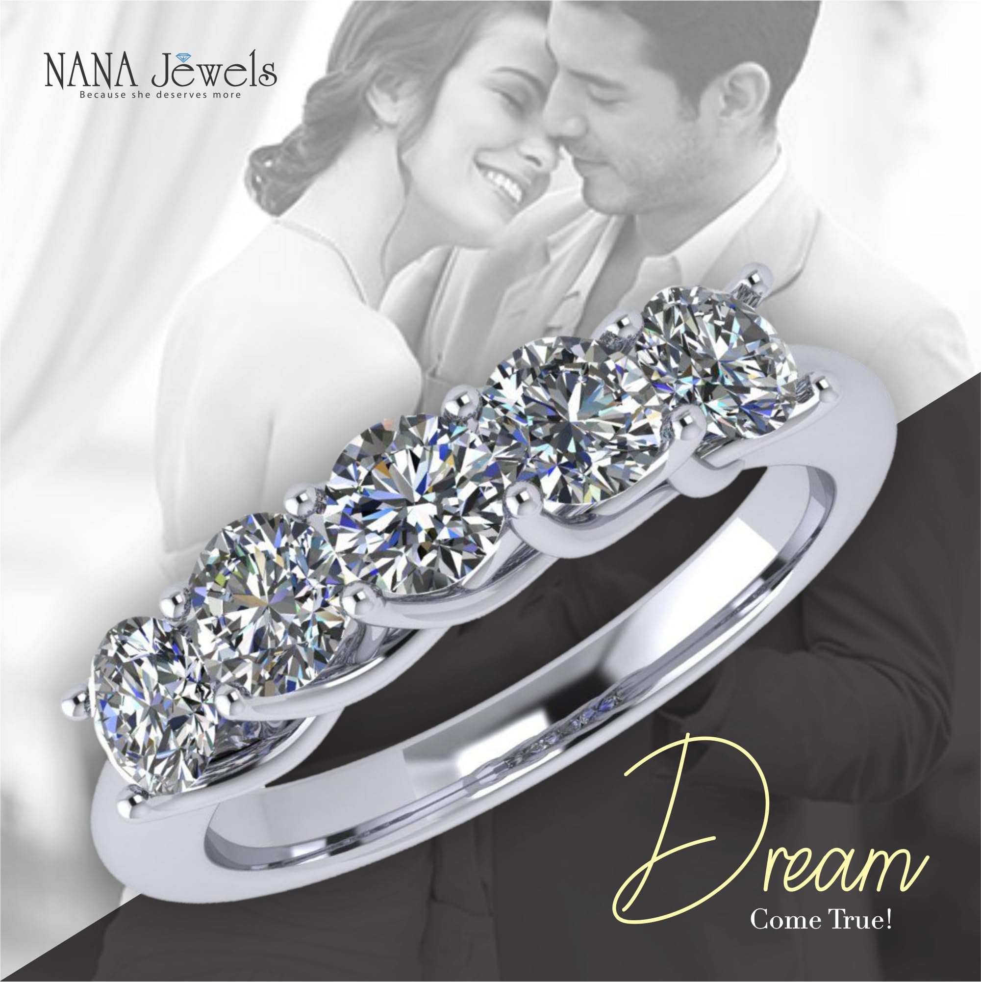 NANA Simulated Diamond Wedding Ring for Women - 1.00ctw Cubic Zirconia Bridal Band in Sterling Silver/10K/14K Gold - Perfect for Engagement, Anniversary & Special Occasion Jewelry Gift