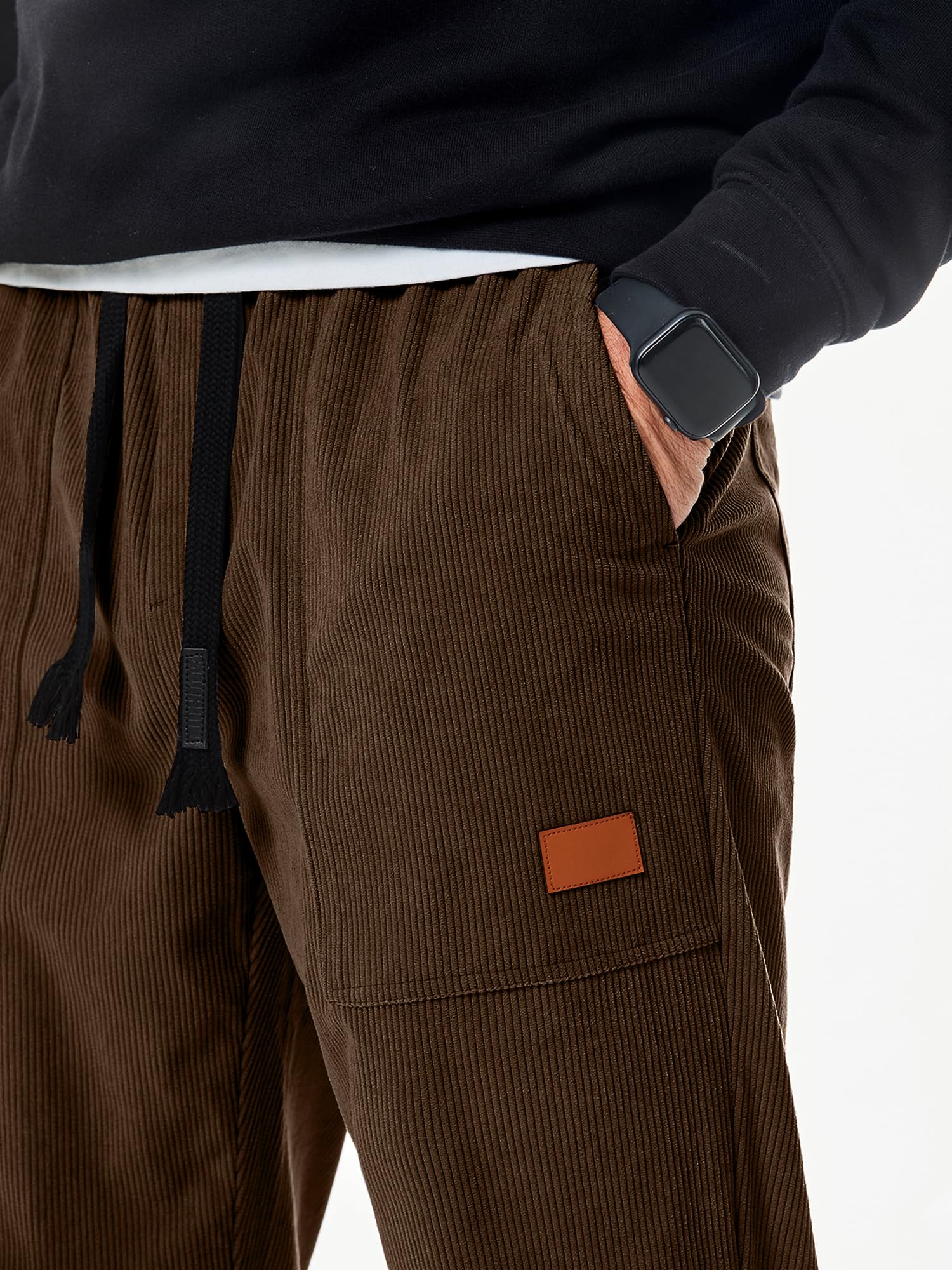 **JMIERR Men's Corduroy Joggers - Casual Cargo Pants with Drawstring Elastic Waist, Baggy Tapered Sweatpants & Pockets | Perfect for Lounge, Streetwear & Outdoor Activities**