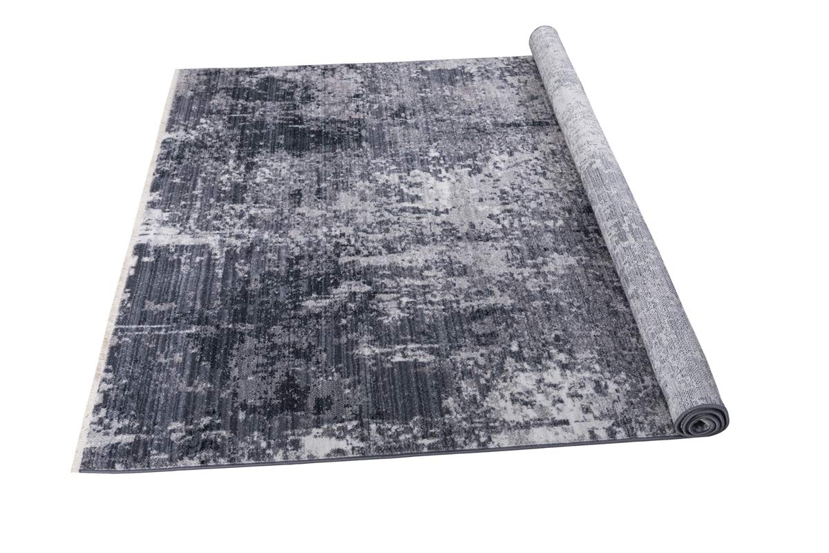Allstar 5x7 Modern Black Storm Rug - 6'11