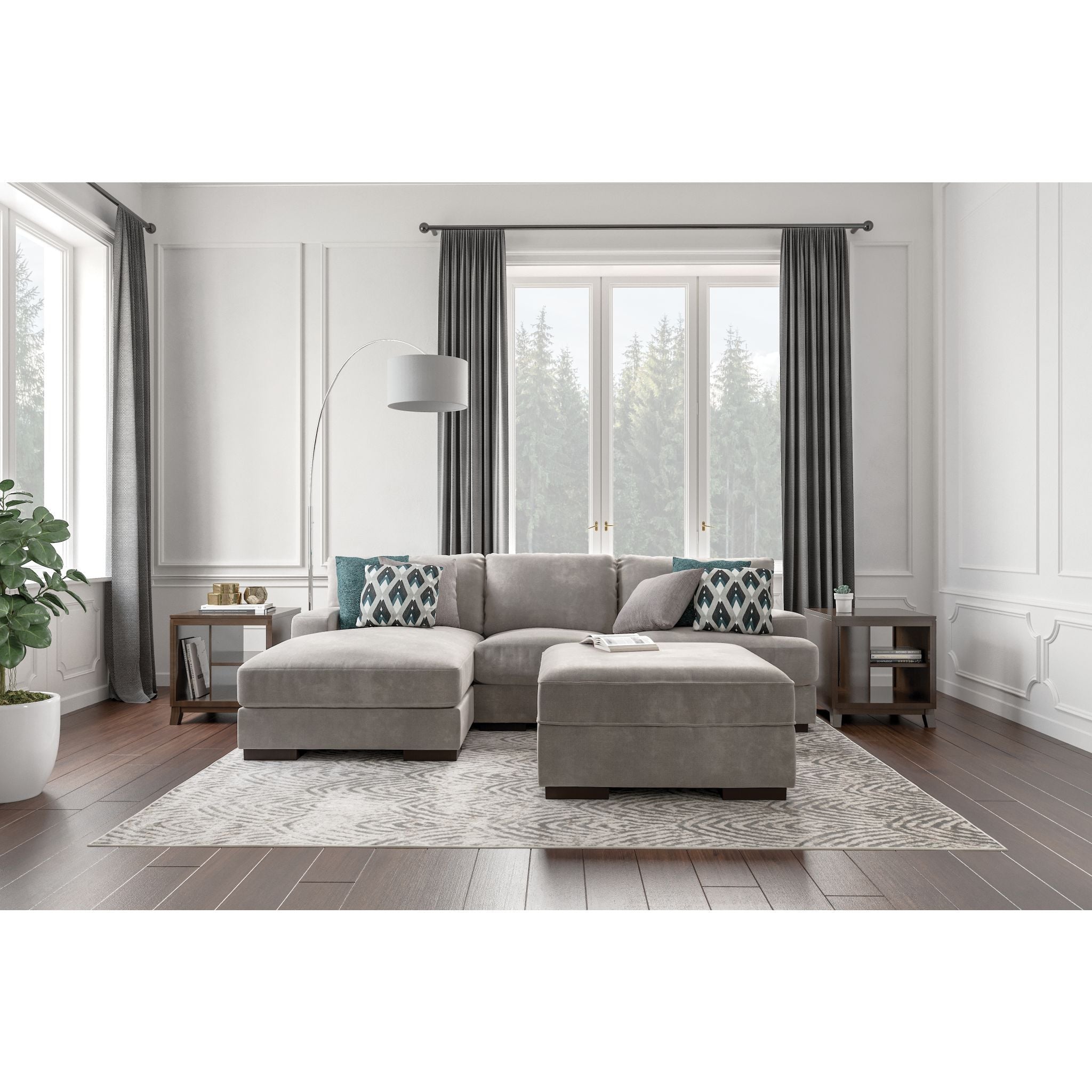 Bardarson Silver Storage Ottoman - Foldable Footrest Stool with Hidden Storage for Living Room, Bedroom, or Office