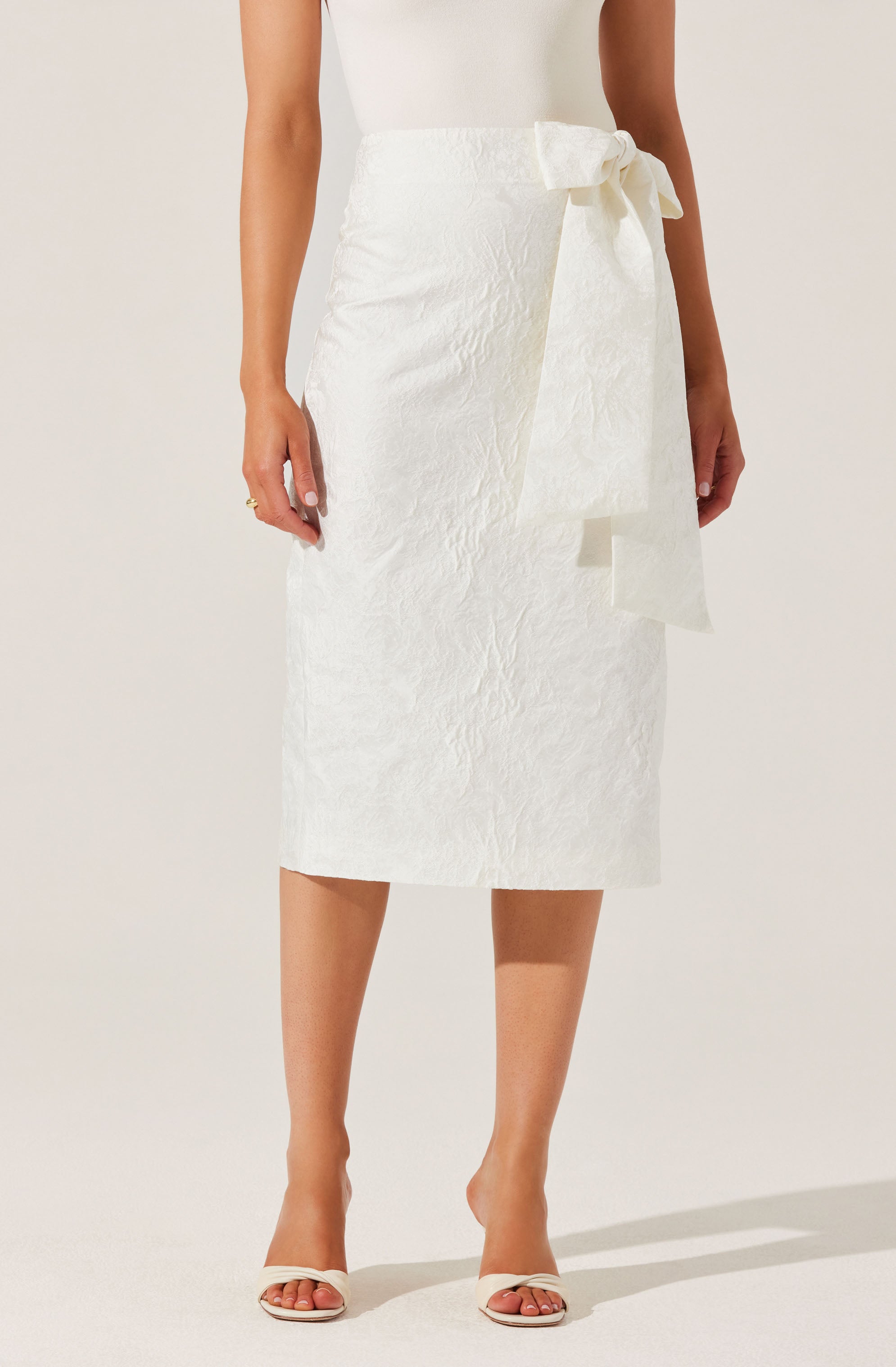 Jazmine Floral Jacquard Midi Skirt for Women - Elegant A-Line Summer Skirt with Pockets | Perfect for Office, Date Night & Garden Parties