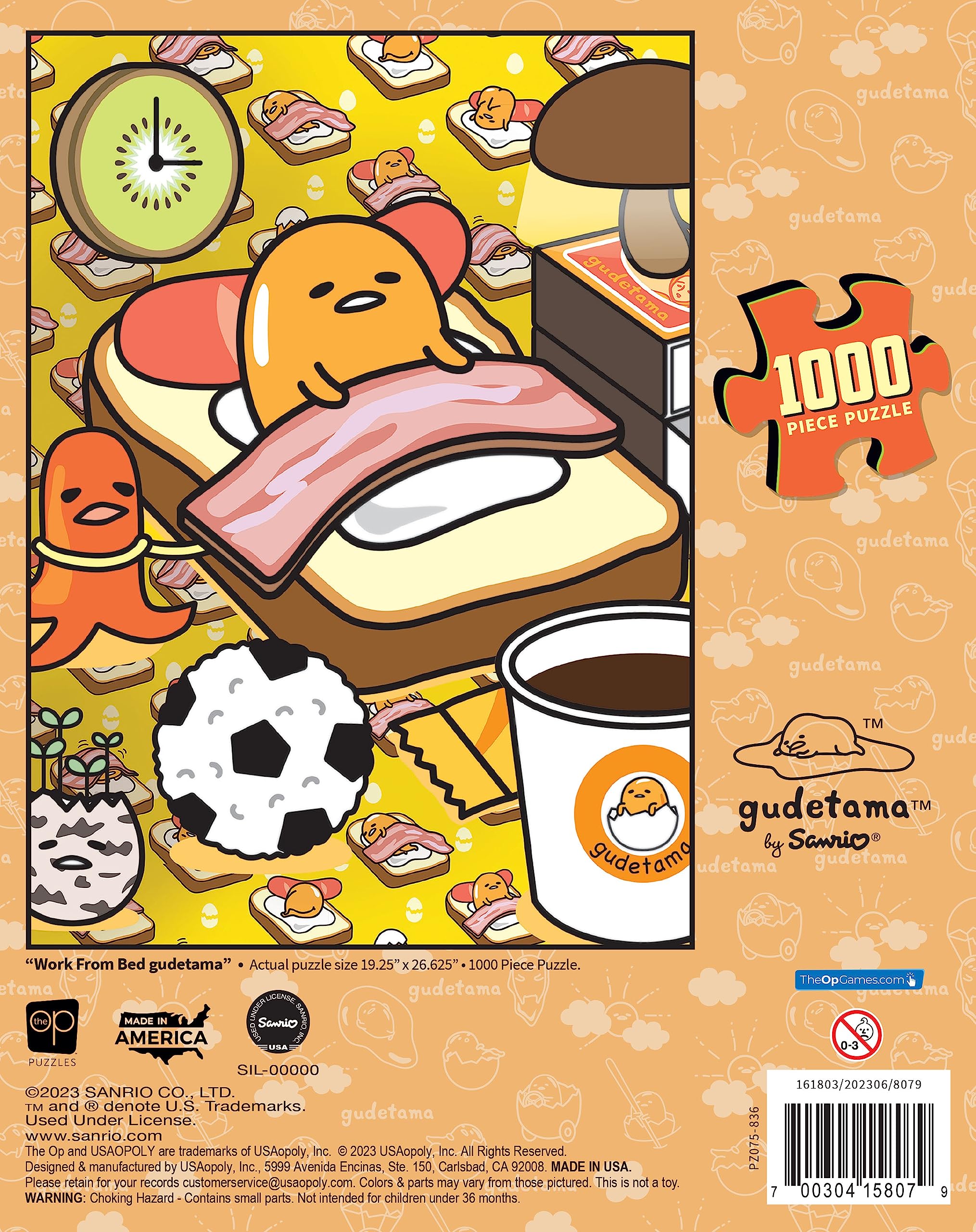 Gudetama 'Work from Bed' 1000-Piece Jigsaw Puzzle | Officially Licensed Sanrio Collectible Anime Puzzle Art | Perfect for Relaxation, Gifts & Home Decor