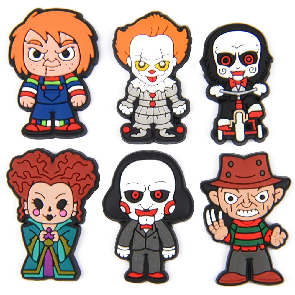 Horror Movie Halloween Shoe Charms - PVC Shoe Decorations for Kids, Girls, Boys & Adults - Perfect for Halloween Parties, Cosplay & Shoe Customization