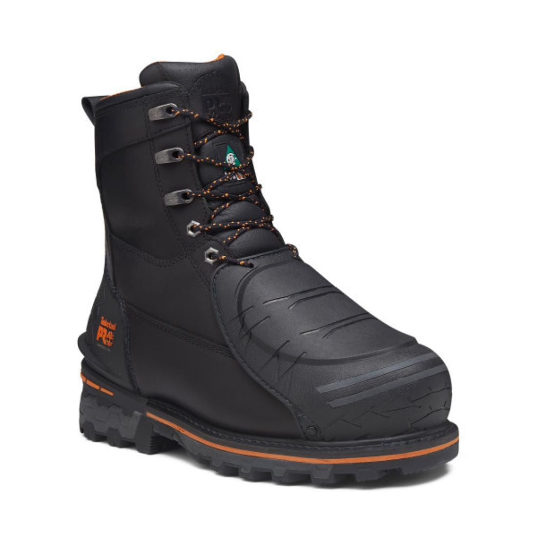 Timberland PRO Boondock Men's 8 Inch Waterproof Composite Toe Work Boots with MET Guard - TB0A66G7EDW Black | Slip Resistant Safety Shoes for Construction, Warehouse & Outdoor Work