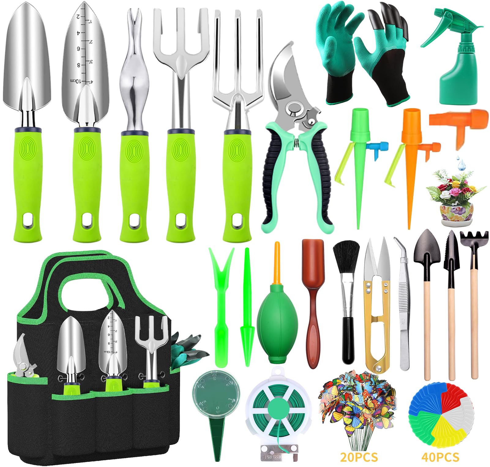 84 PCS Garden Tools Set with Heavy Duty Aluminum Hand Tools, Succulent Tools, Gloves & Sprayer - Complete Gardening Kit for Men & Women - Perfect for Planting, Pruning, Weeding & Outdoor Gardening Gifts
