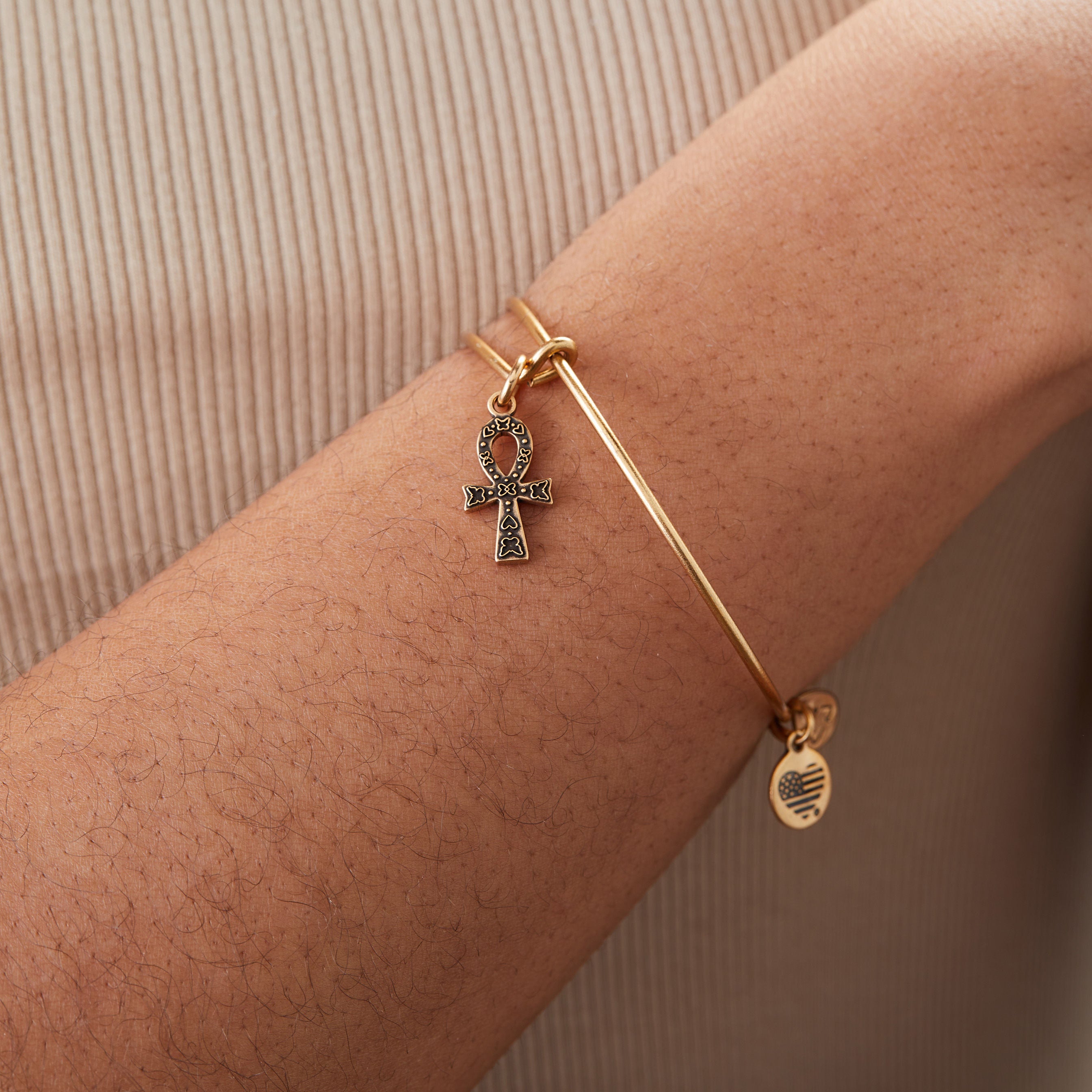 Ankh Charm Bangle Bracelet - Egyptian Symbol of Life Jewelry - Perfect for Spiritual Protection, Boho Fashion & Gift Giving