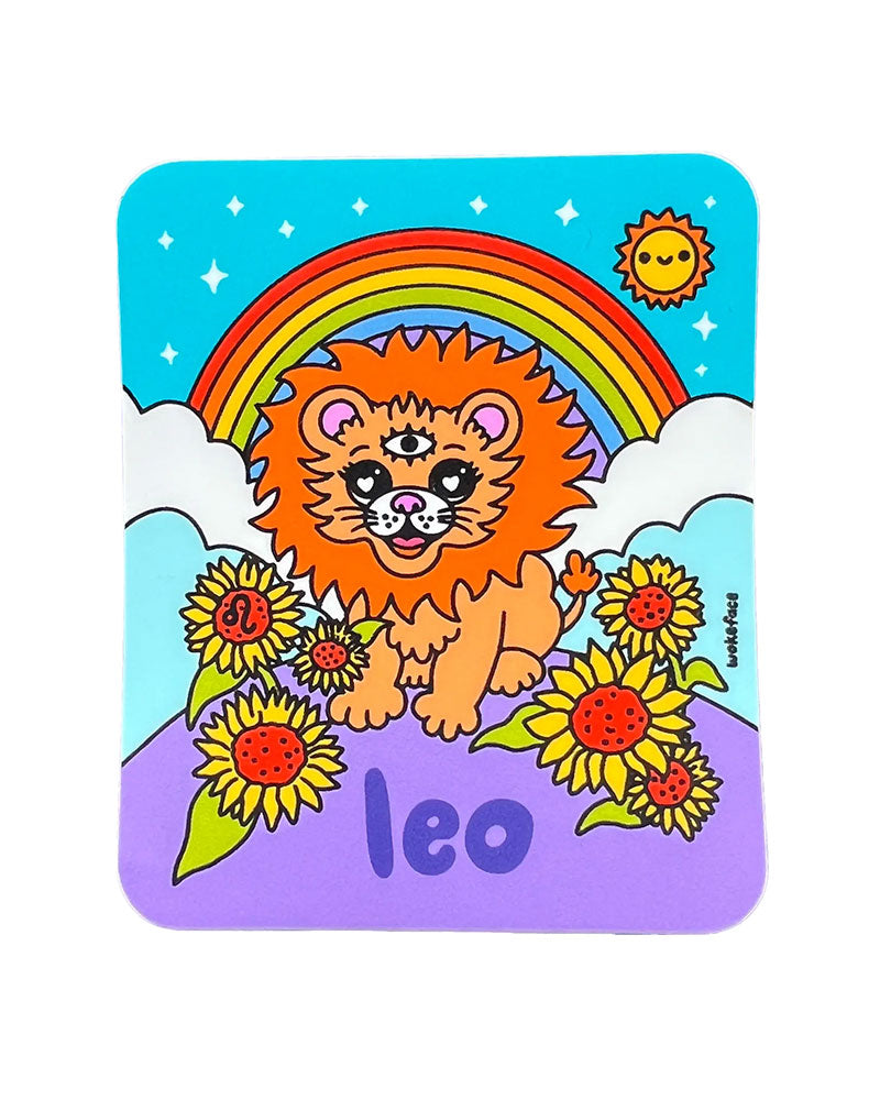 Leo Zodiac Sticker - Wokeface Design - Perfect for Laptops, Water Bottles & Phone Cases - Astrology Gifts for Horoscope Lovers