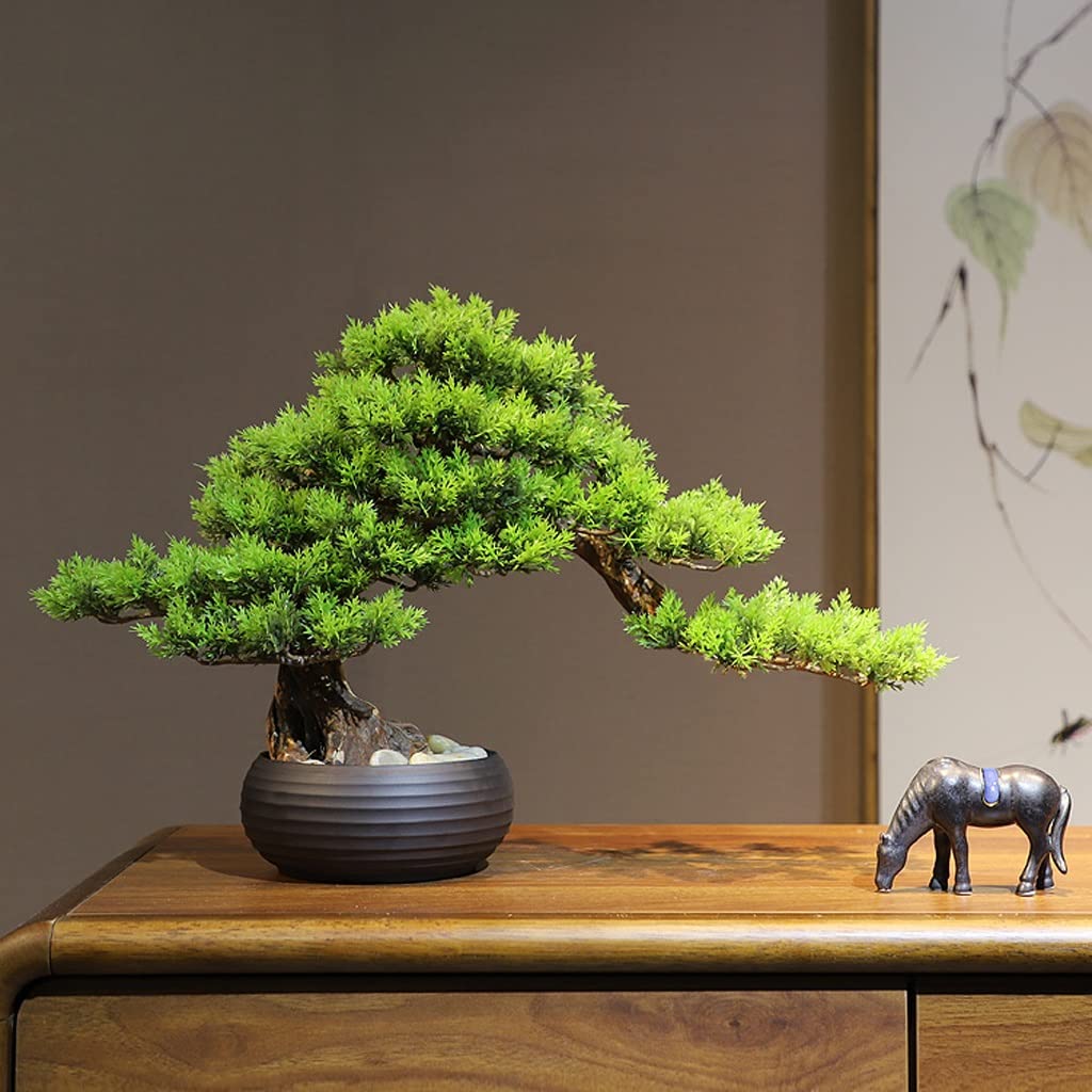 Artificial Bonsai Tree - Realistic Fake Pine Potted Plant for Home & Office Decor | Desk Decoration, Indoor Greenery, Zen Garden Accent