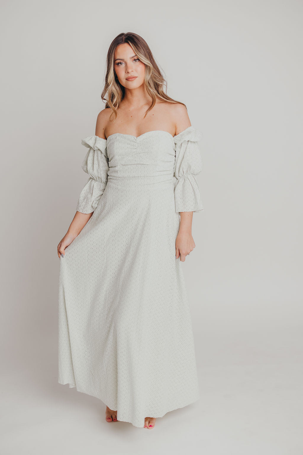 Corrine Tiered Sleeve Maxi Dress with Pockets - Bump Friendly Maternity Dress, Inclusive Sizing (S-3XL) in Refreshing Mint Green | Perfect for Baby Showers, Beach Vacations & Summer Weddings