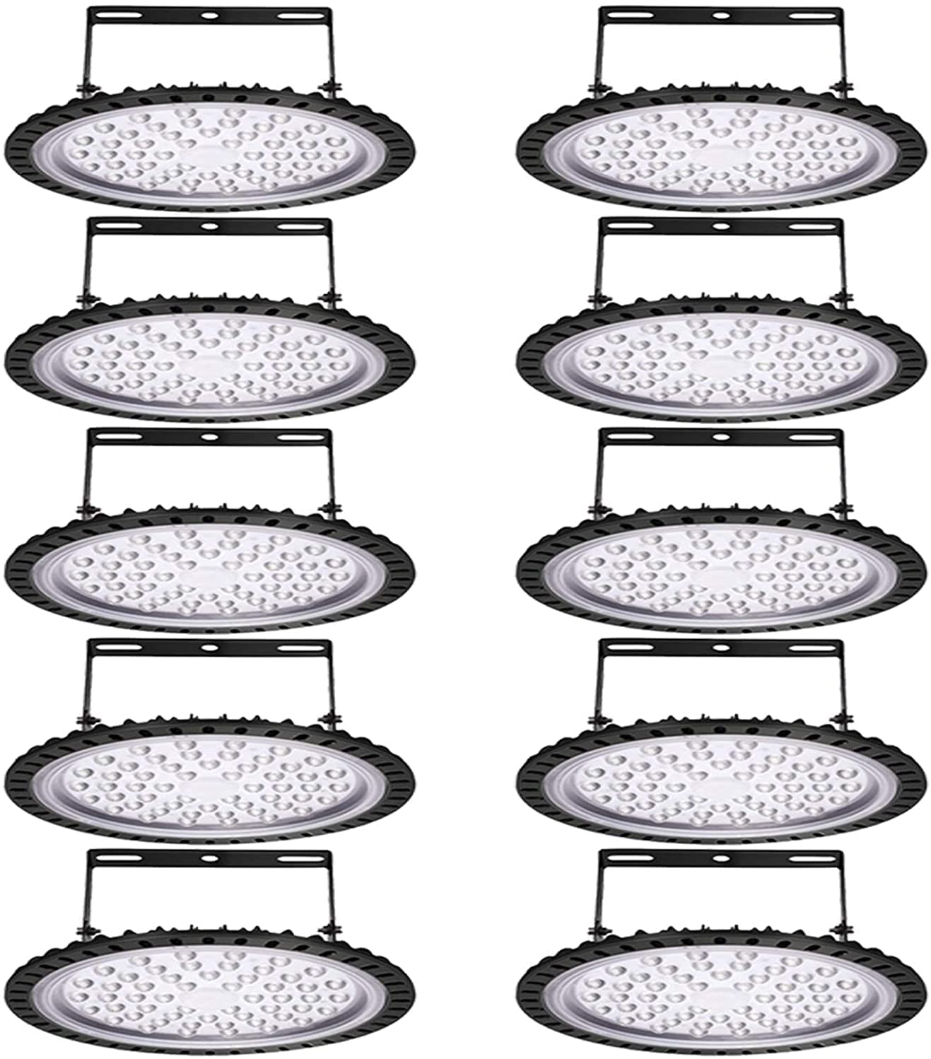 10Pcs 100W 110V UFO LED High Bay Lights - FCC Certified, 10000 Lumen 6500K Cool White Commercial Lighting - Perfect for Warehouses, Factories, Garages & Workshops