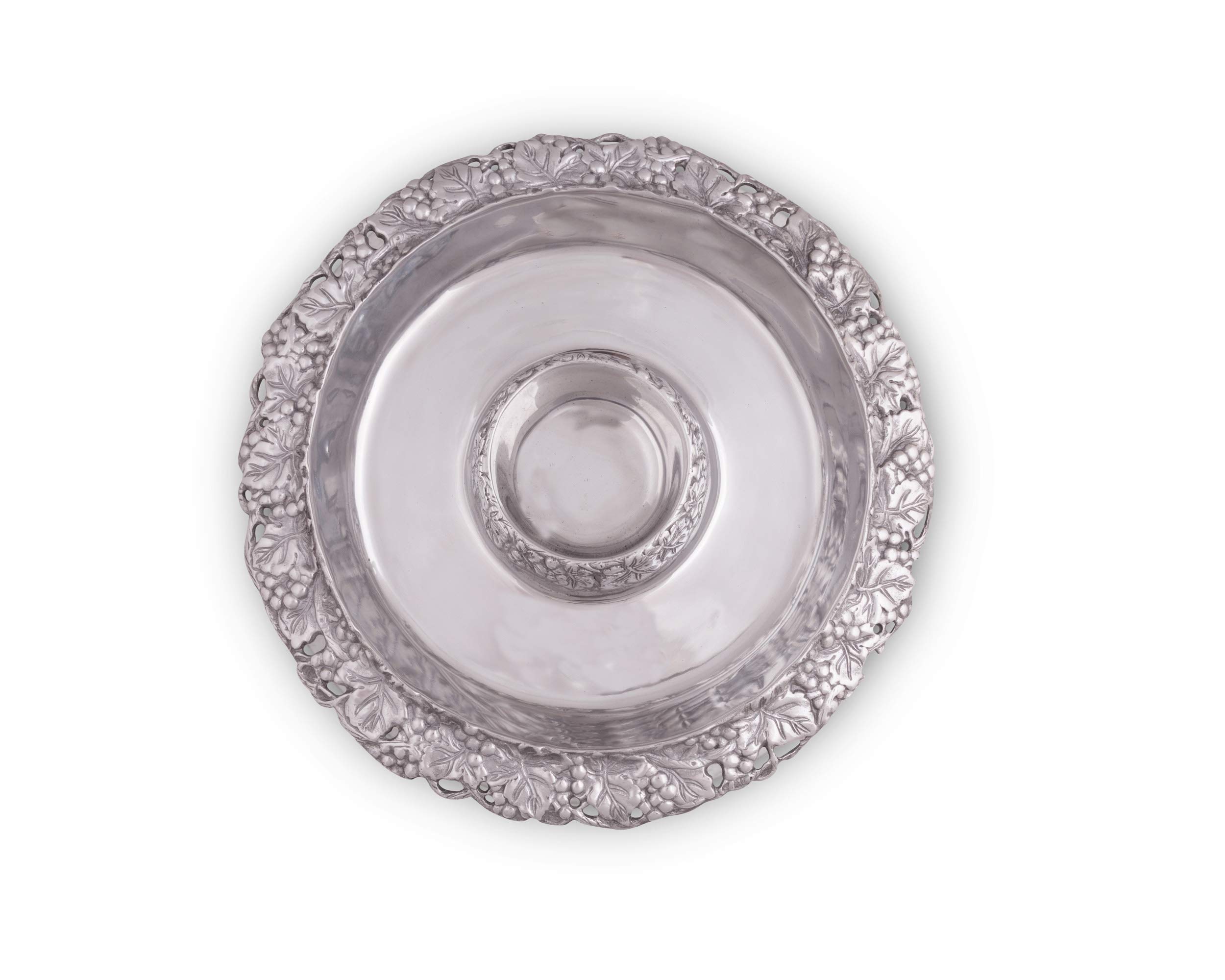 Arthur Court Designs Aluminum Grape Tray with Glass Chilling Bowl - 14