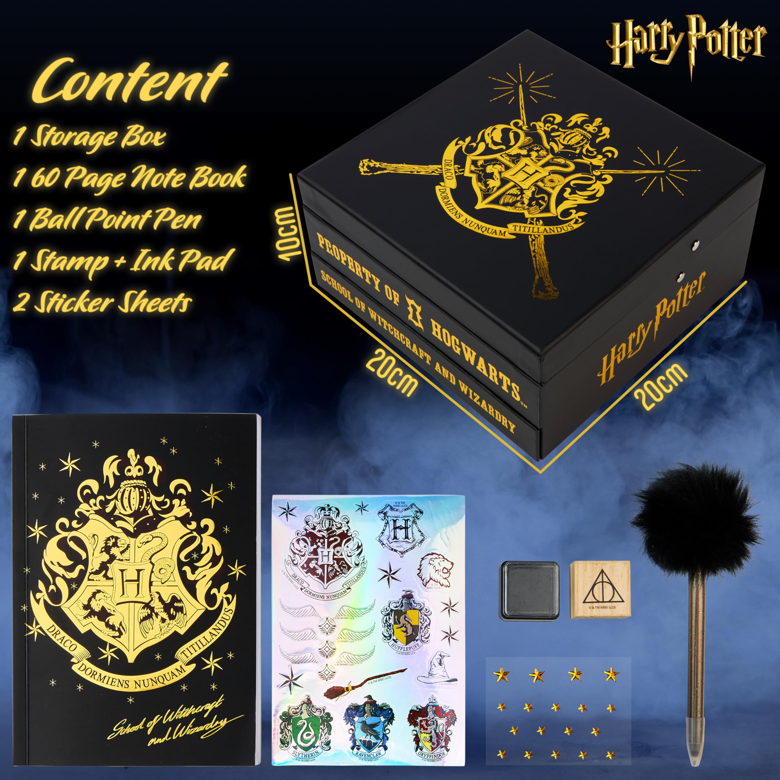 Harry Potter DIY Scrapbook Kit for Kids - Creative Journal Set with Stickers, Stamps & Notebook | Arts and Crafts Supplies for School Projects, Birthday Gifts & Memory Keeping (Black/Burgundy)