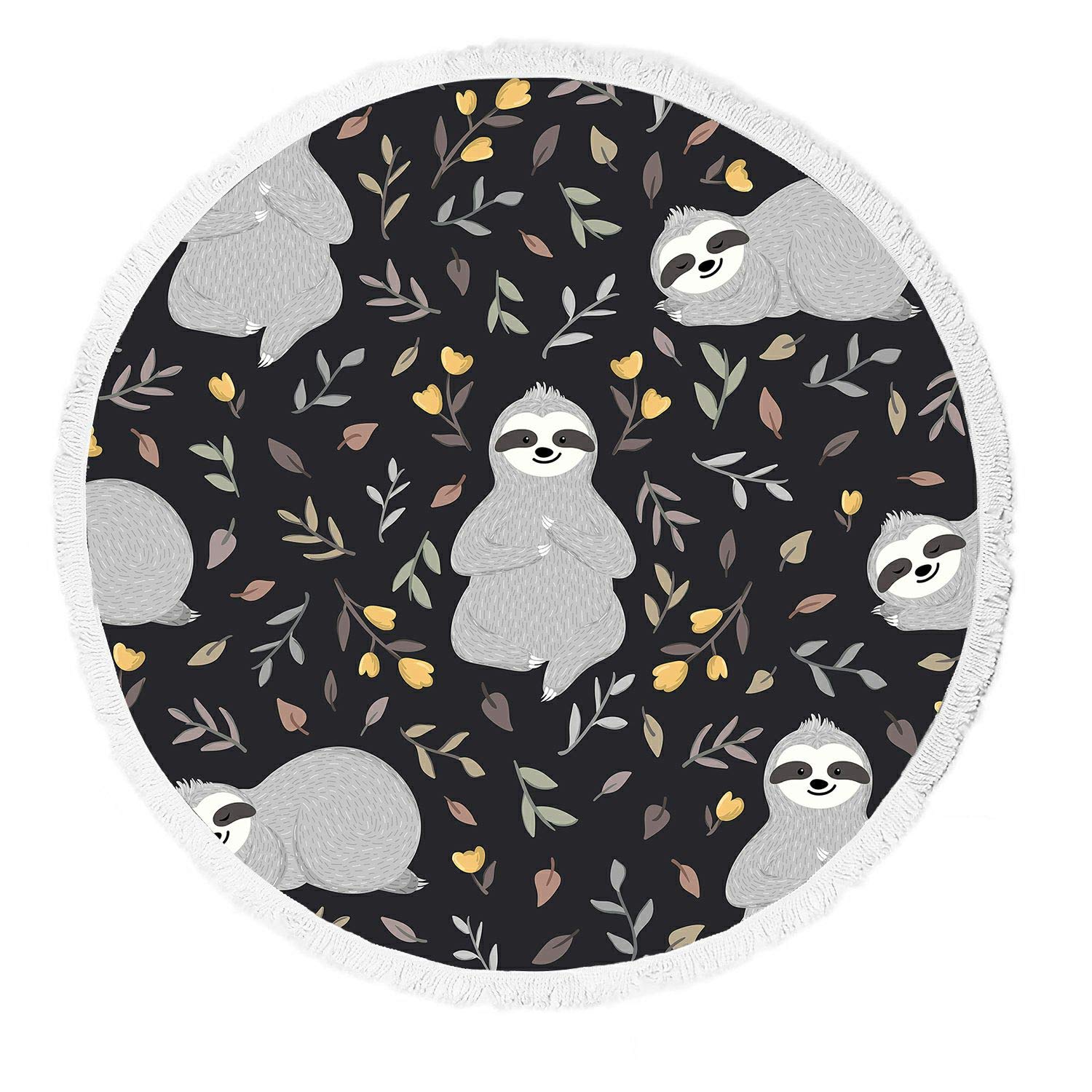 ABPHQTO Cute Baby Sloths Animals Sleeping Forest Beach Towel - Soft Tassel Blanket for Yoga, Picnic & Outdoor Activities | Waterproof & Sand-Resistant