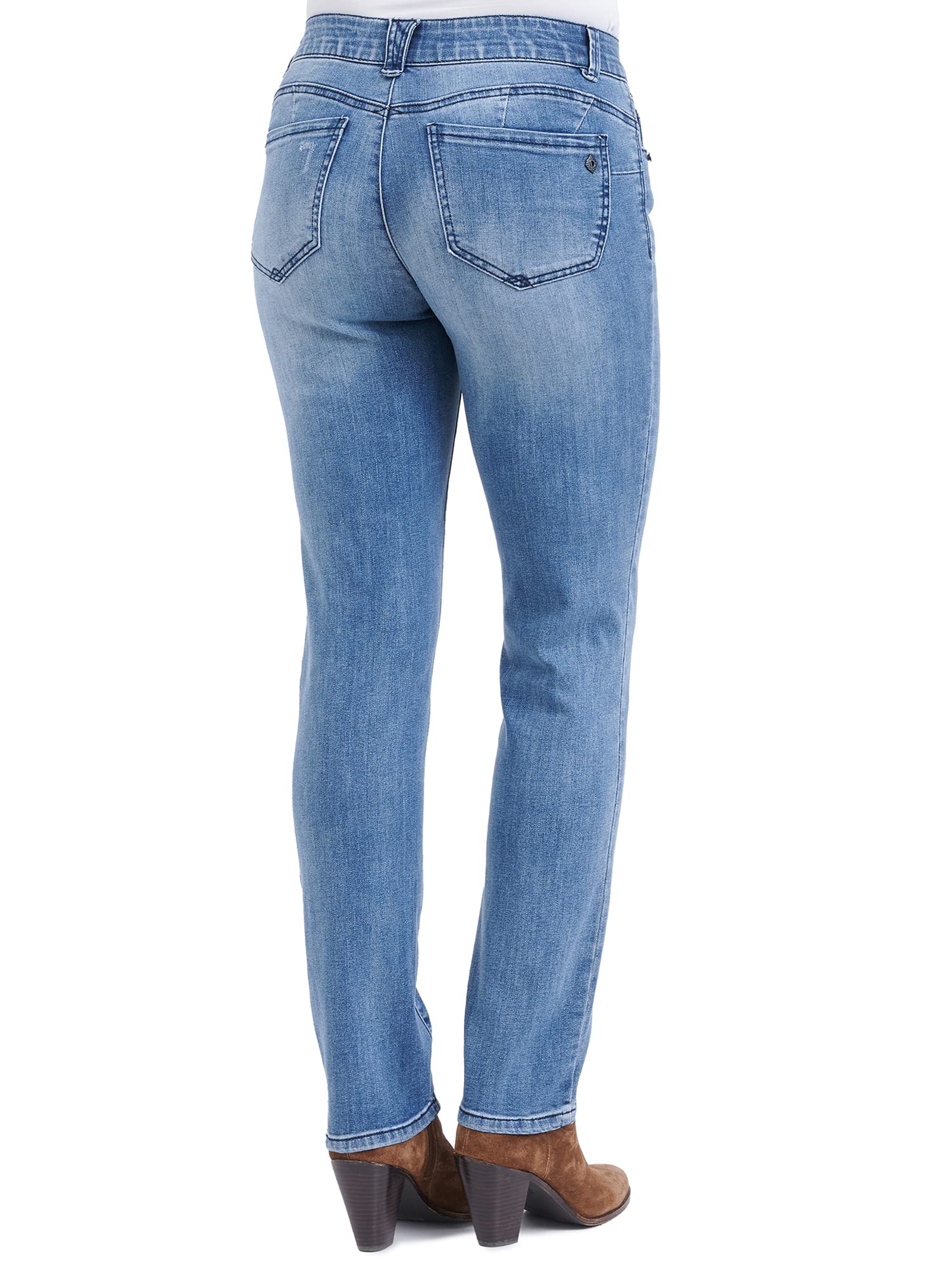 Democracy Women's Ab Solution Straight Leg Jean - Slimming High Waist Denim Pants for Casual Wear & Everyday Outfits