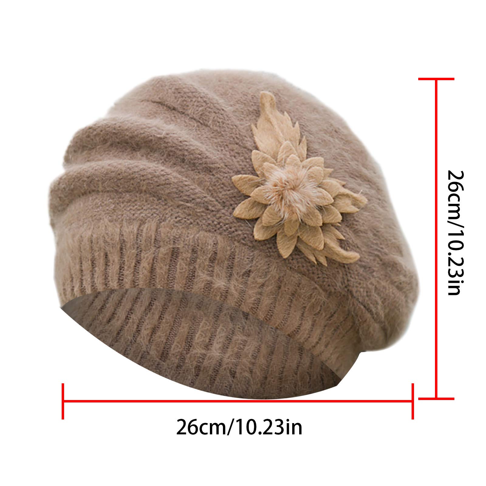 Women's Crochet Slouchy Beanie - Winter Warm Knitted Hat with Fashion Flower Design, Soft Beret Style for Cold Weather (Red, One Size) | Perfect for Outdoor Activities, Snow Days & Winter Fashion