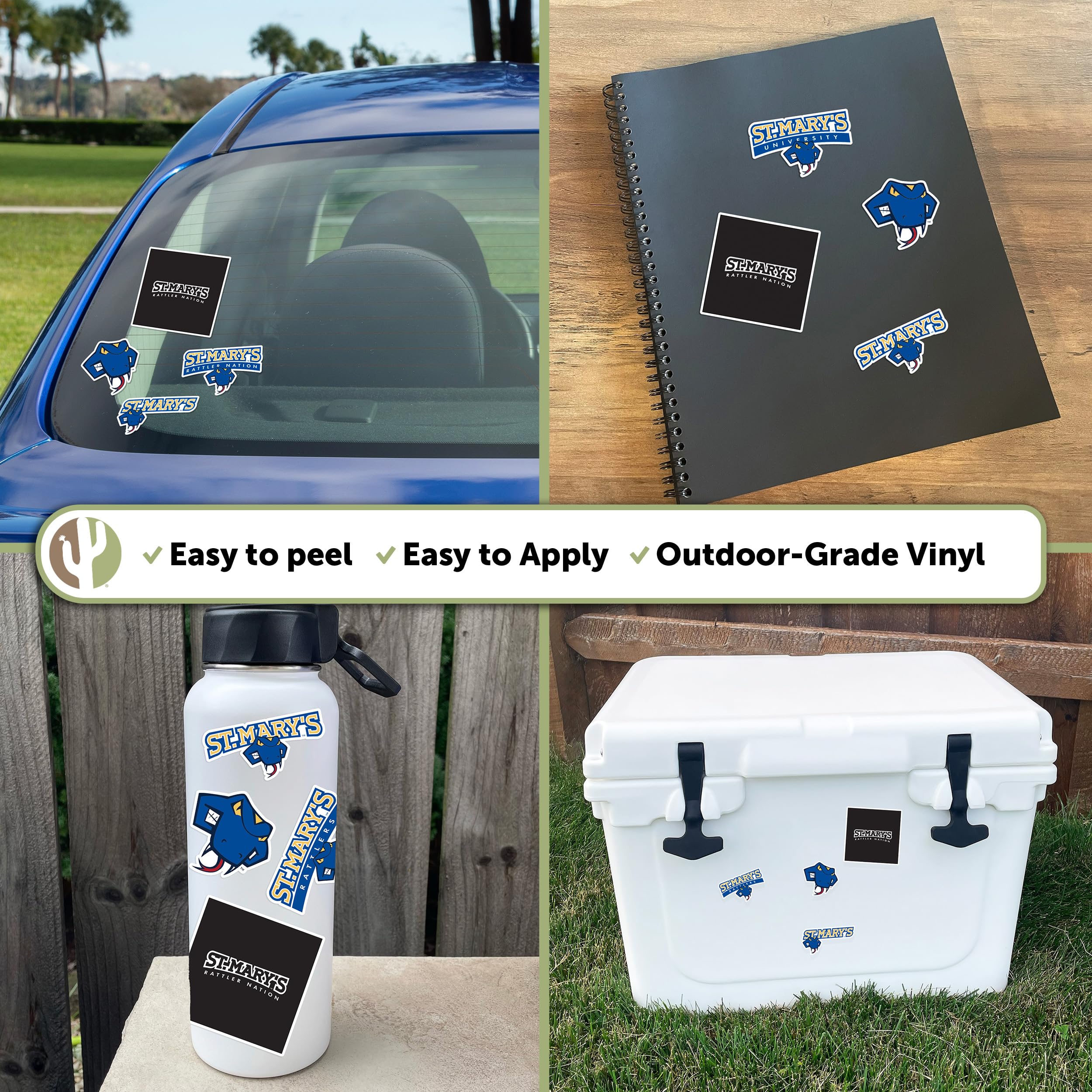 StMU SM Texas Rattlers Vinyl Decal Stickers - Desert Cactus St. Mary's University (TX) - Waterproof Laptop, Car, Water Bottle & Scrapbook Decals - Perfect for College Pride, School Spirit & Fan Gear