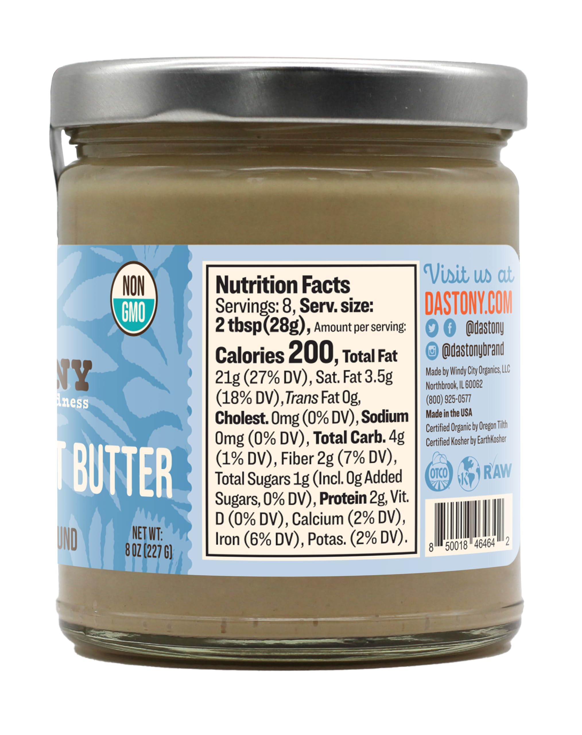 Organic Raw Macadamia Nut Butter 8oz | Single Ingredient, No Added Sugar | Paleo, Keto, Vegan, Gluten-Free, Non-GMO, Peanut-Free Spread | Perfect for Smoothies, Baking & Healthy Snacks