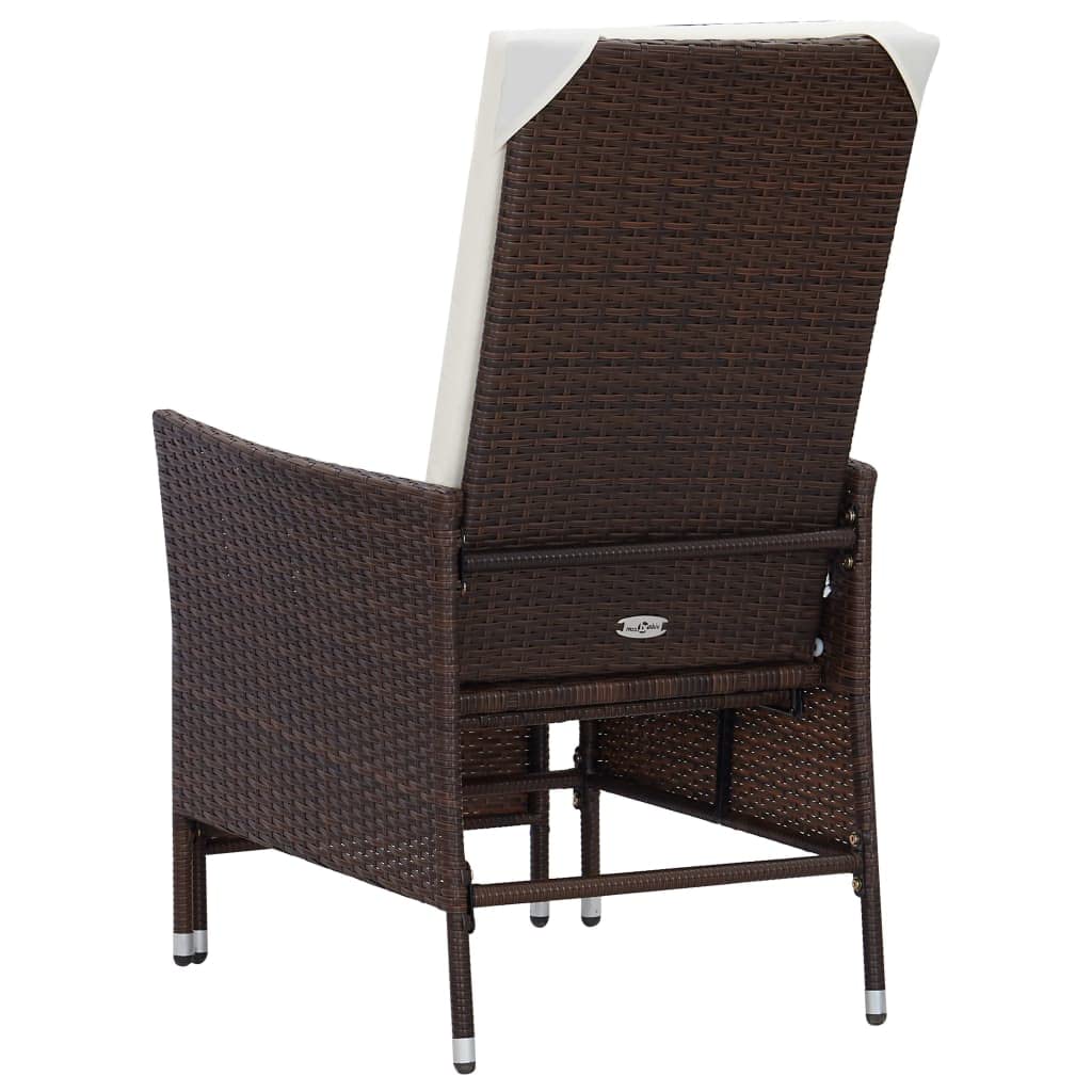 2-Piece Brown Poly Rattan Patio Lounge Set with Cushions - 19.7