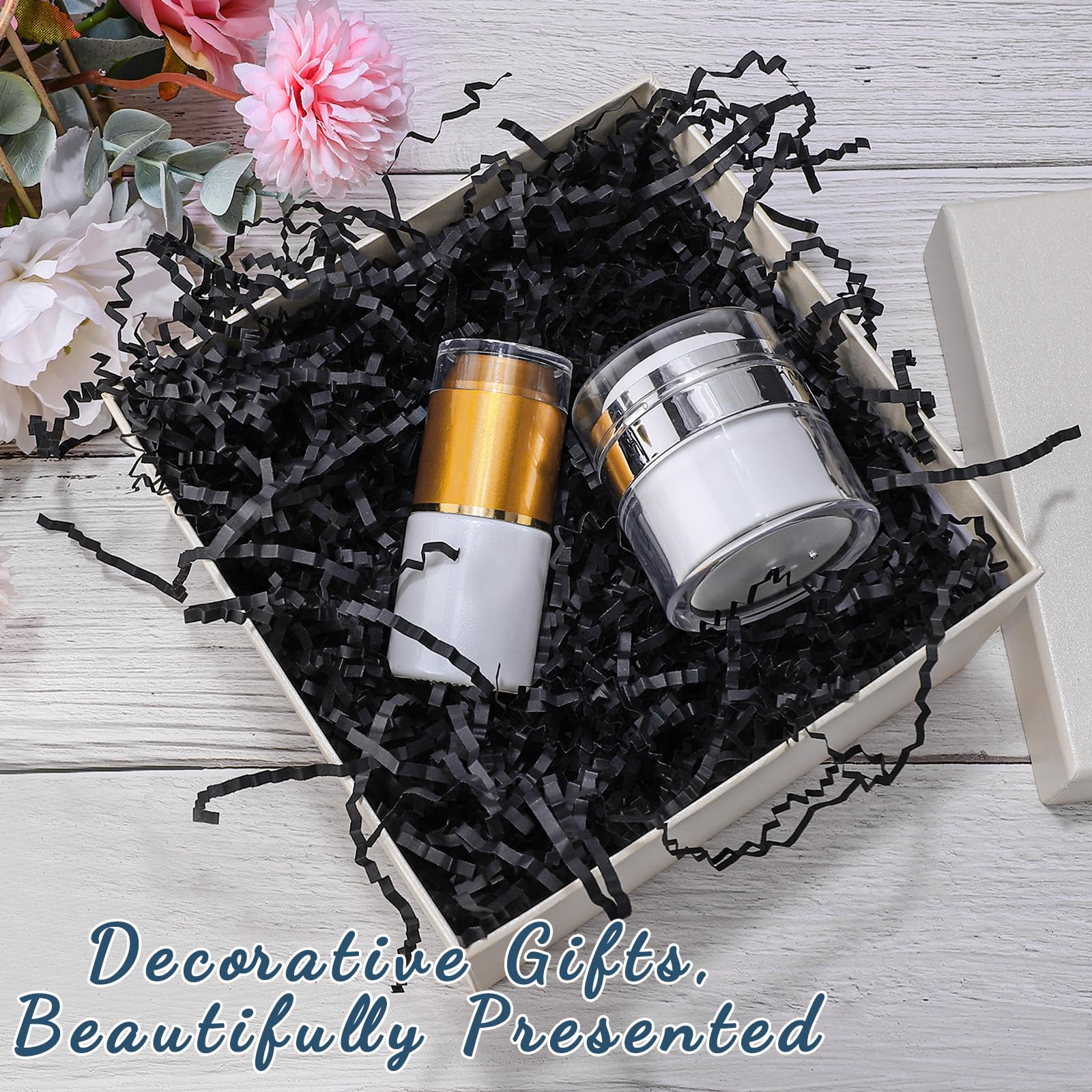 Premium Black Crinkle Cut Paper Shred - 6oz Gift Basket Filler for Birthday, Wedding & Anniversary Decorations | Eco-Friendly Packaging Stuffing for Gift Boxes, Party Favors & Event Decor