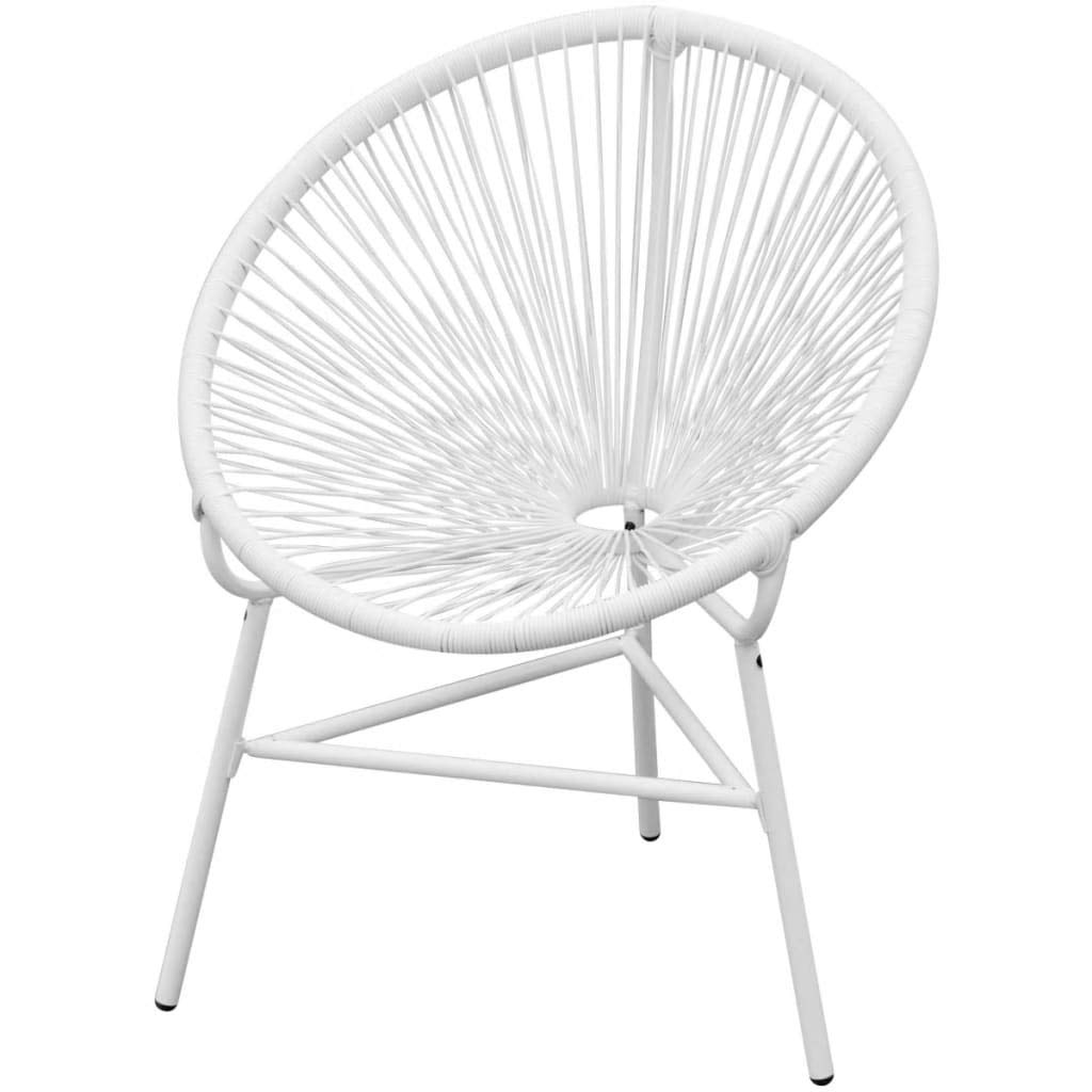 Unfade Memory Garden Lounge Chair - White Poly Rattan Moon Chair for Patio, Outdoor Relaxation & Backyard Decor | Perfect for Lounging, Sunbathing & Garden Parties